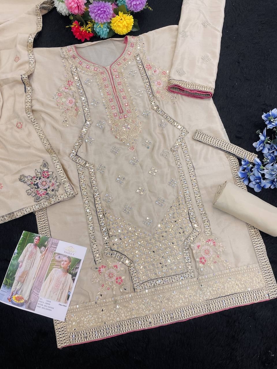 MAARiA~A 1145 PAKISTANI HEAVY CHINON SILK SALWAR SUIT
