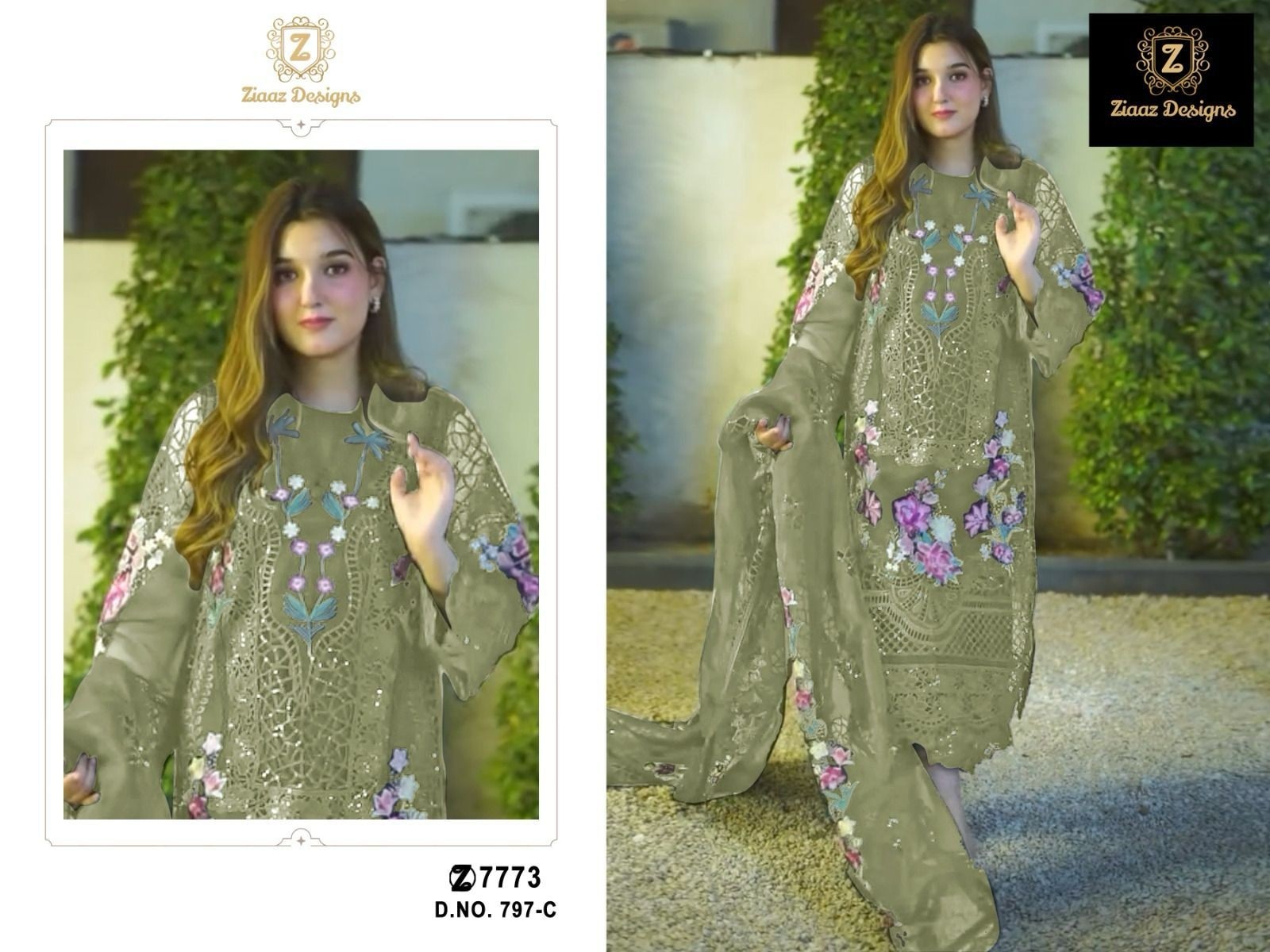 ZIAAZ DESIGNS 797 PAKISTANI EID FETIVAL SEMI STICHAD SALWAR SUIT