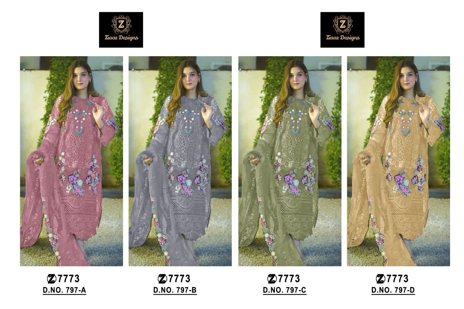 ZIAAZ DESIGNS 797 PAKISTANI EID FETIVAL SEMI STICHAD SALWAR SUIT