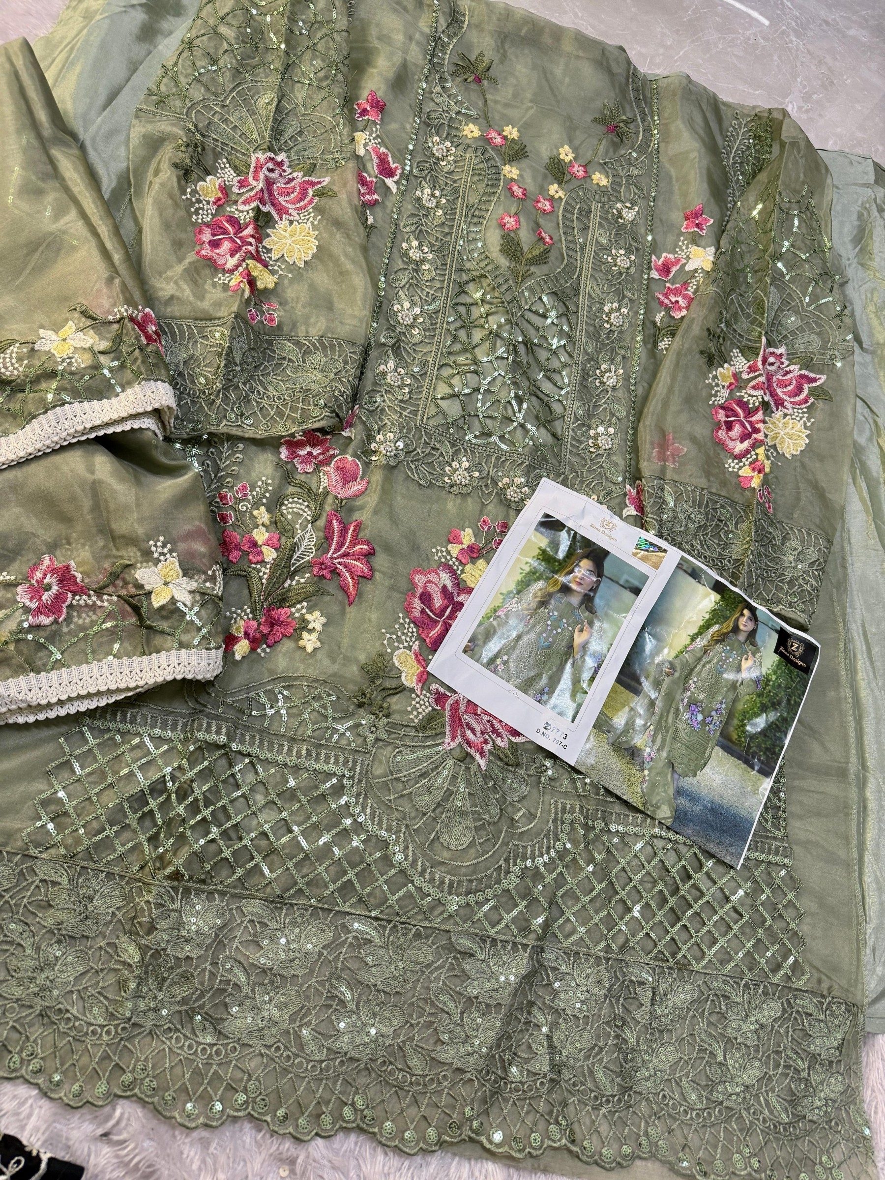 ZIAAZ DESIGNS 797 PAKISTANI EID FETIVAL SEMI STICHAD SALWAR SUIT