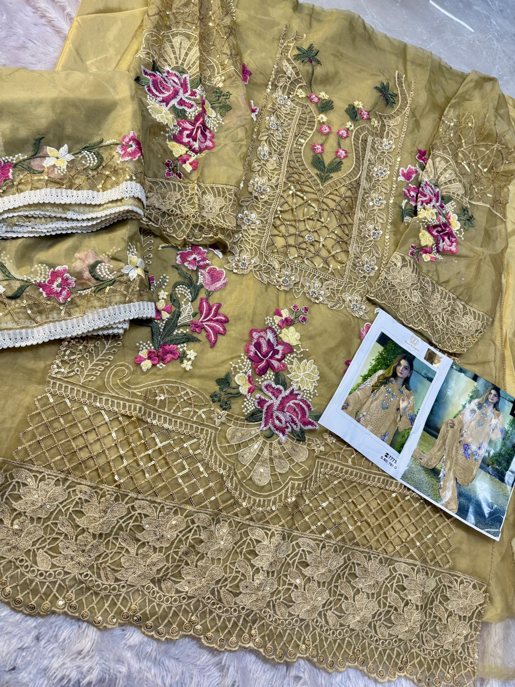 ZIAAZ DESIGNS 797 PAKISTANI EID FETIVAL SEMI STICHAD SALWAR SUIT