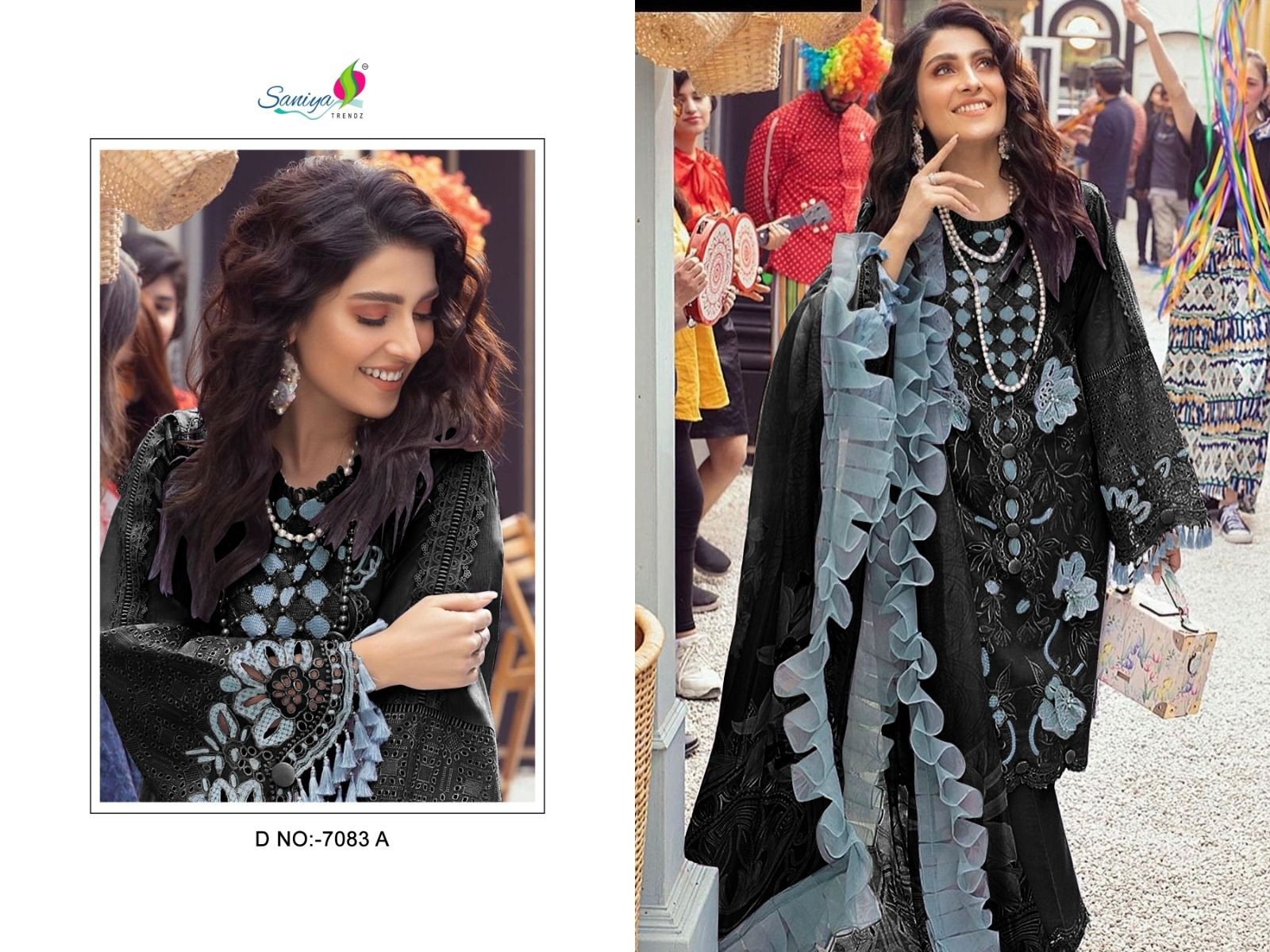 SANIYA TRENDZ 7083 PAKISTANI BLACK COLOUR COTTON SALWAR SUIT