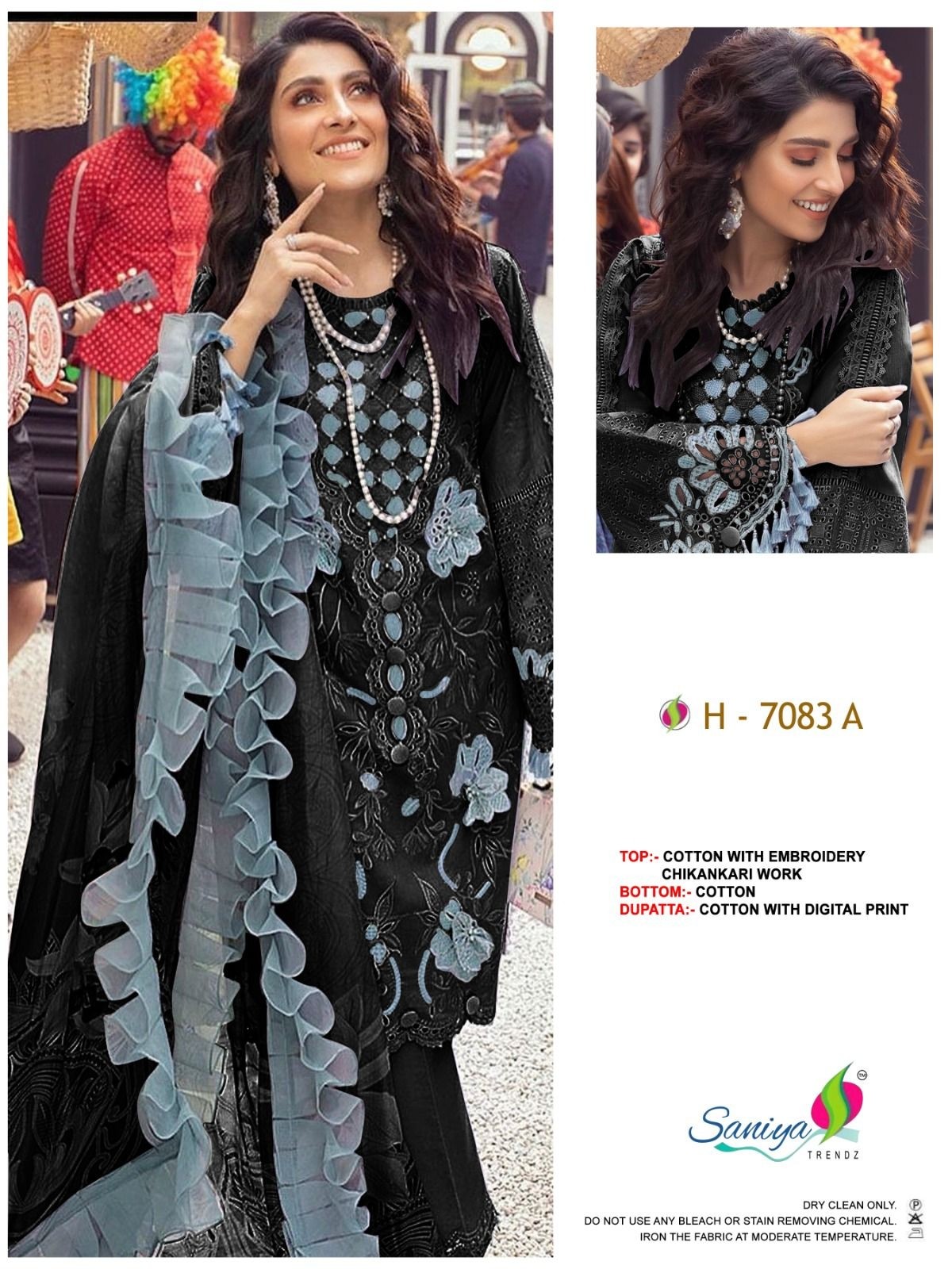 SANIYA TRENDZ 7083 PAKISTANI BLACK COLOUR COTTON SALWAR SUIT