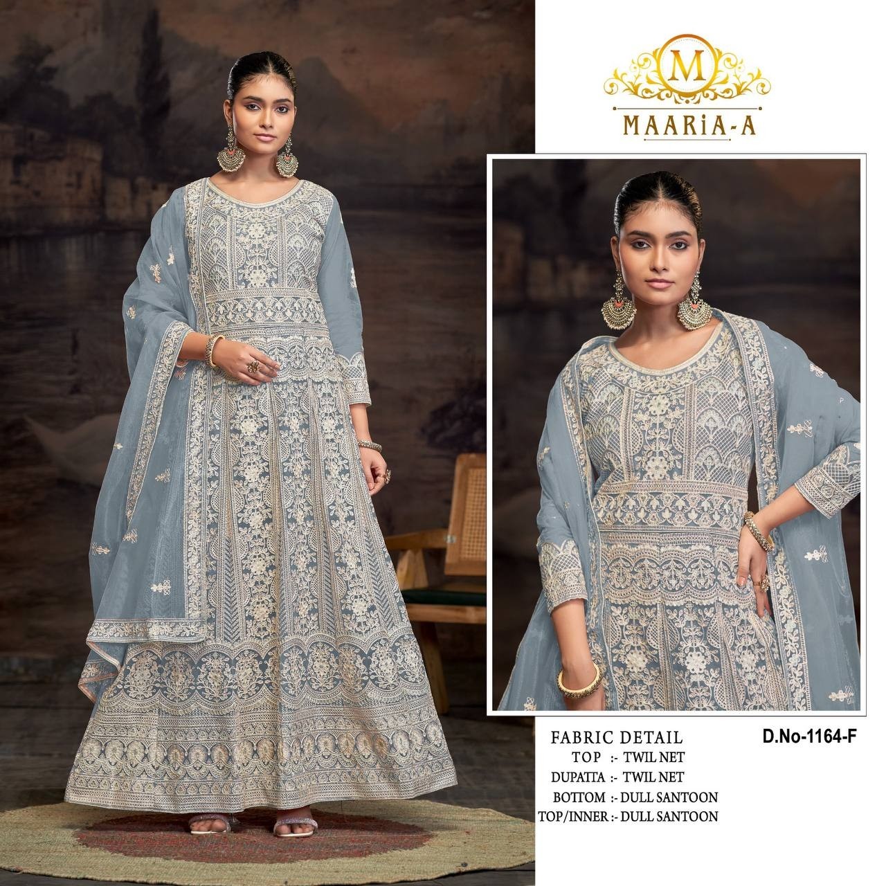 MAARIA-A 1164 PAKISTANI STYLE GOWN WITH EMBROIDERY WORK