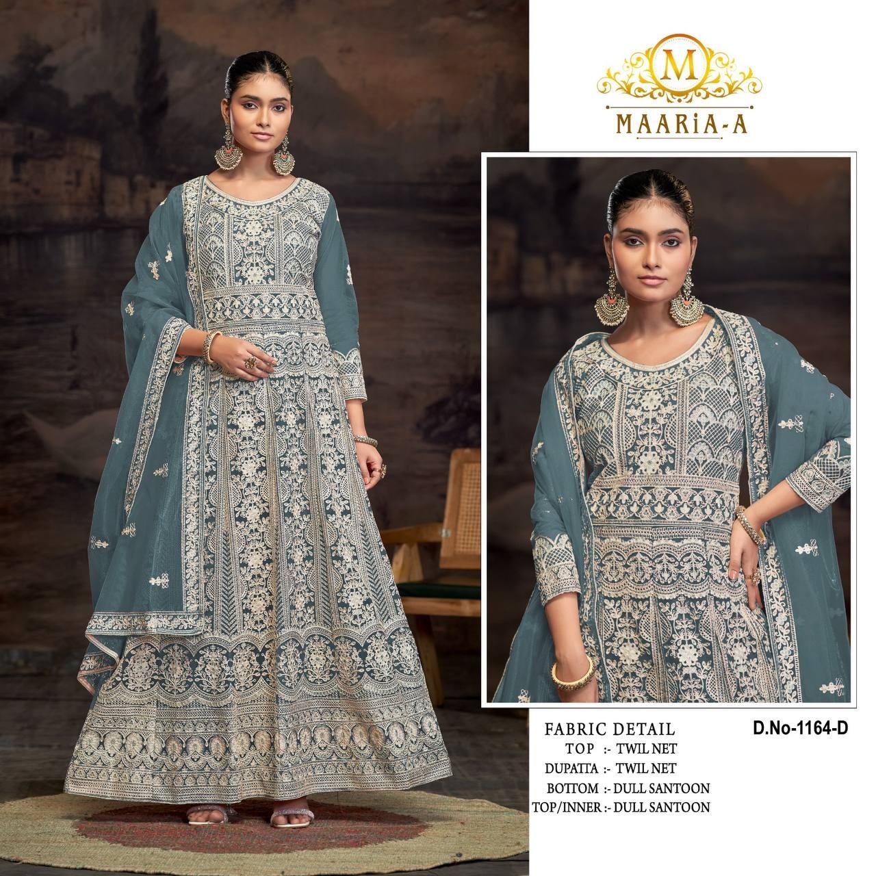 MAARIA-A 1164 PAKISTANI STYLE GOWN WITH EMBROIDERY WORK
