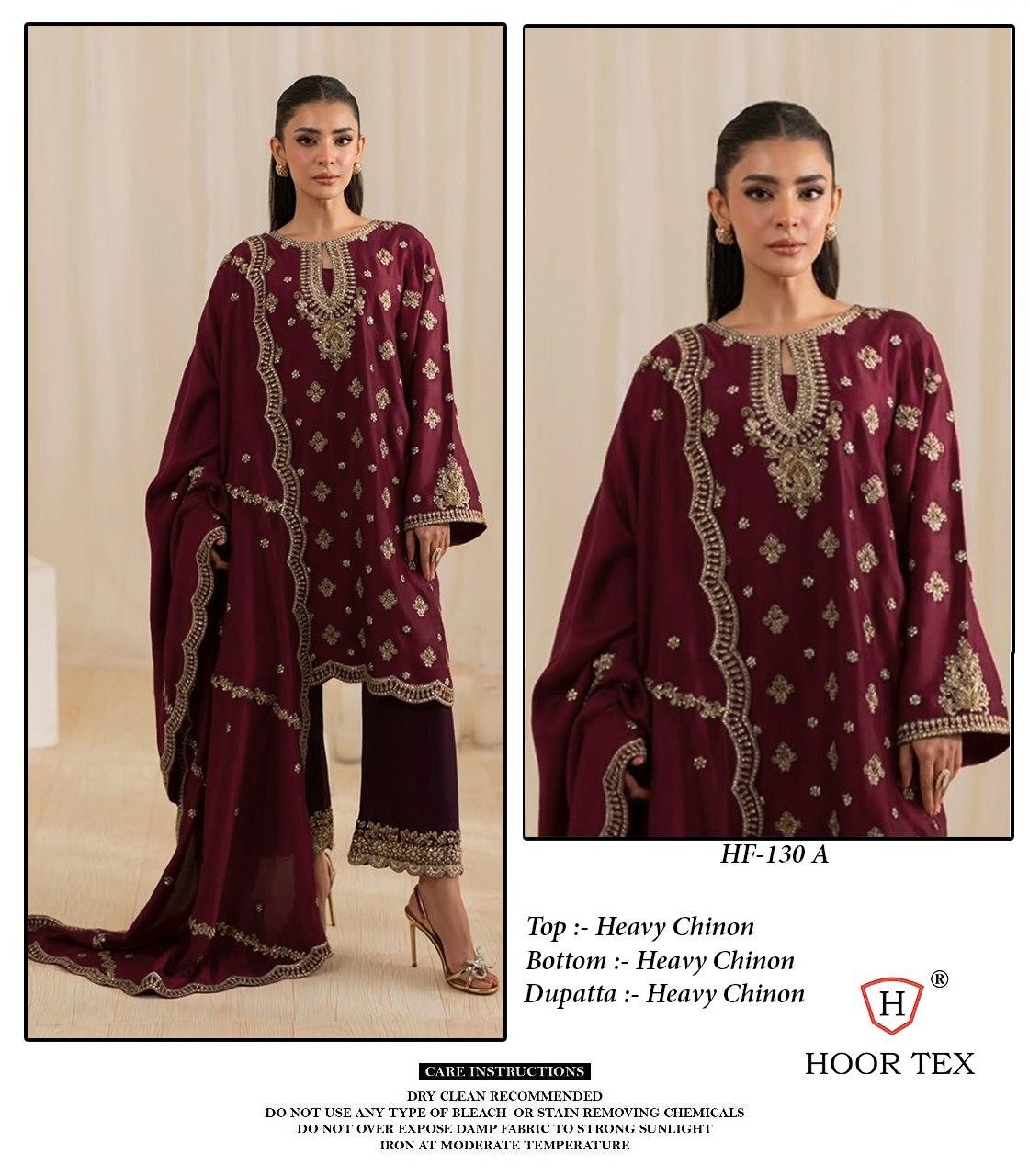 HOOR TEX HF 130 PAKISTANI READY MADE HEAVY CHINON SALWAR SUIT