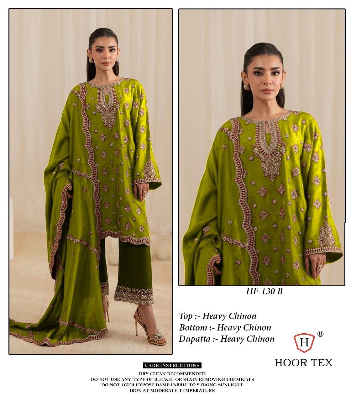 HOOR TEX HF 130 PAKISTANI READY MADE HEAVY CHINON SALWAR SUIT