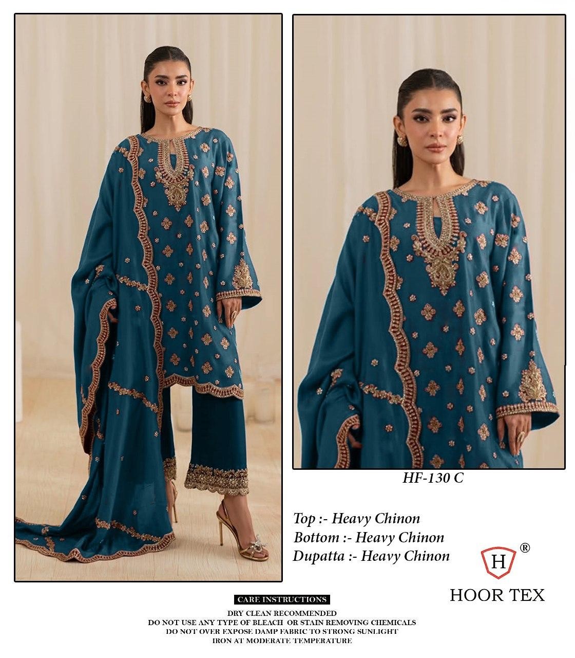 HOOR TEX HF 130 PAKISTANI READY MADE HEAVY CHINON SALWAR SUIT