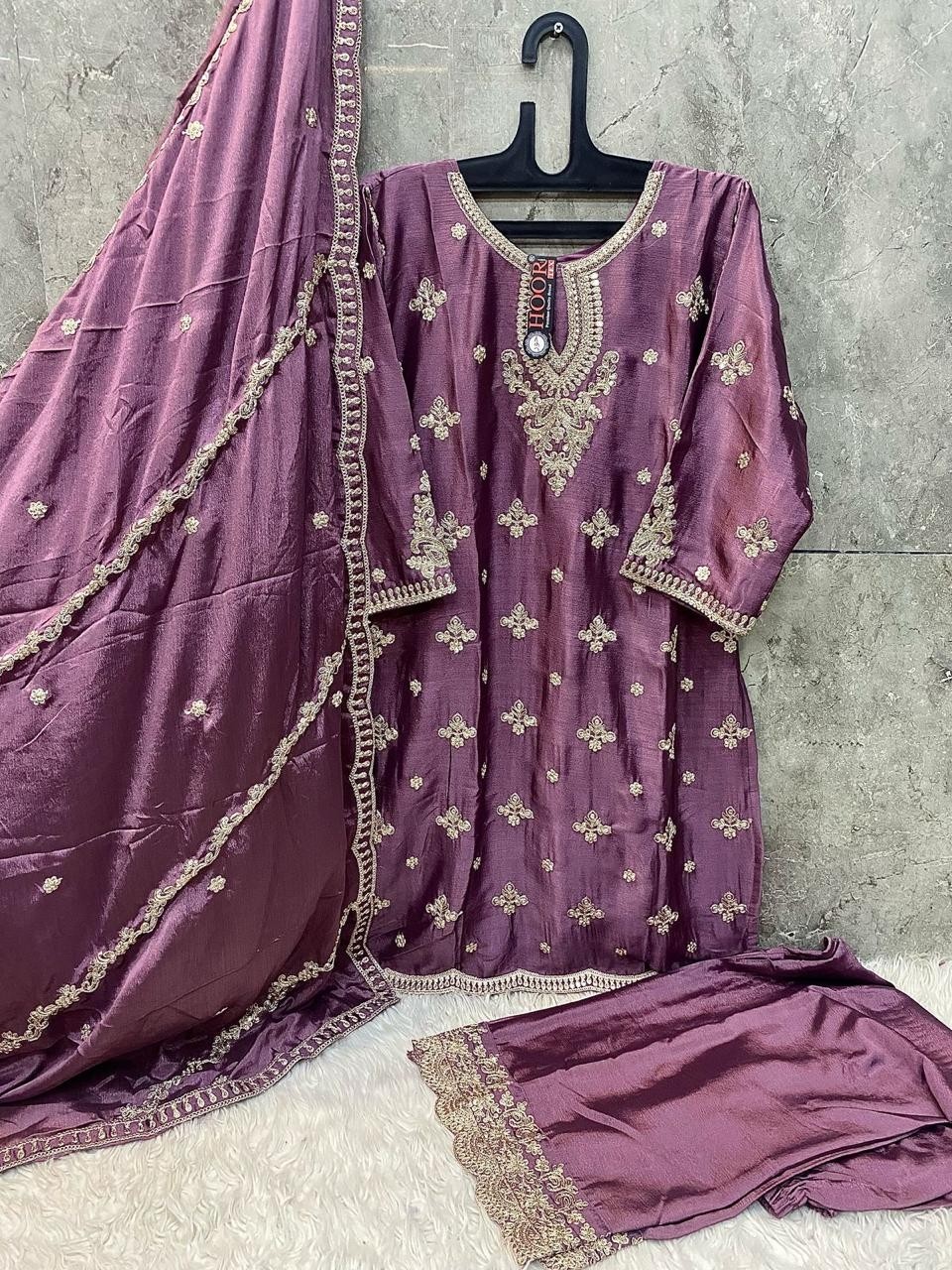 HOOR TEX HF 130 PAKISTANI READY MADE HEAVY CHINON SALWAR SUIT