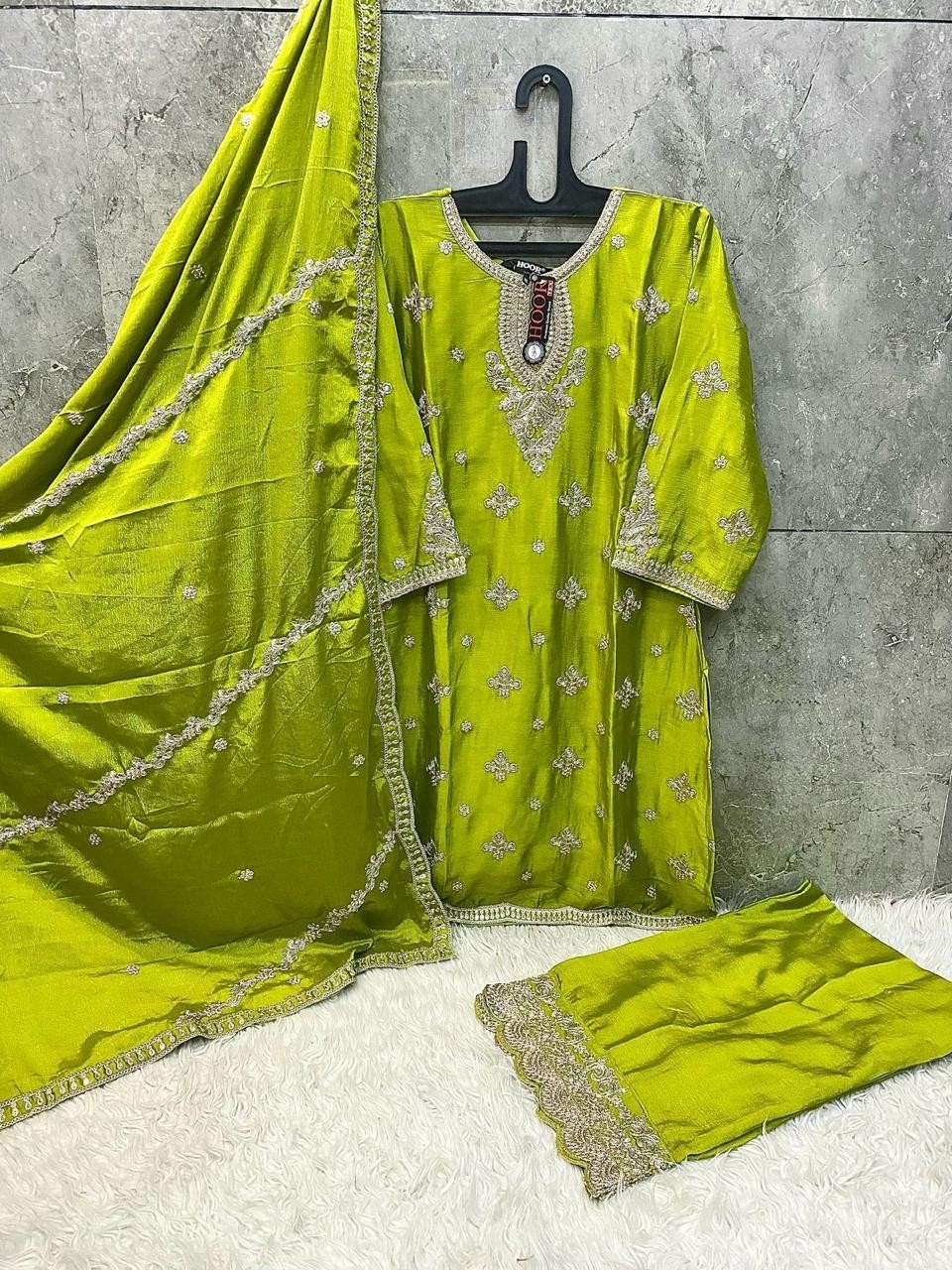 HOOR TEX HF 130 PAKISTANI READY MADE HEAVY CHINON SALWAR SUIT
