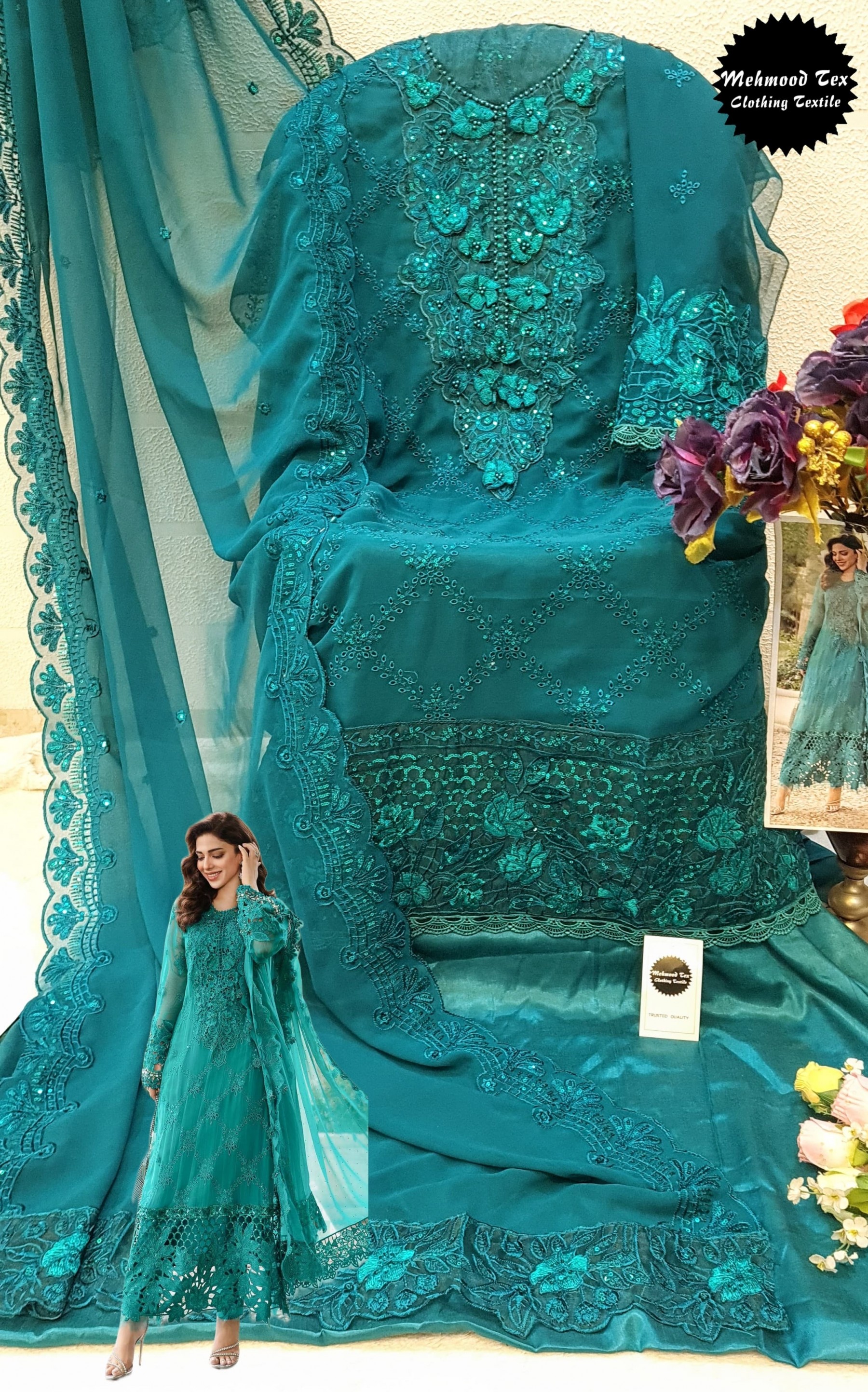 MEHMOOD TEX  M 51 PAKISTANI FOX GEORGTTE SALWAR SUIT