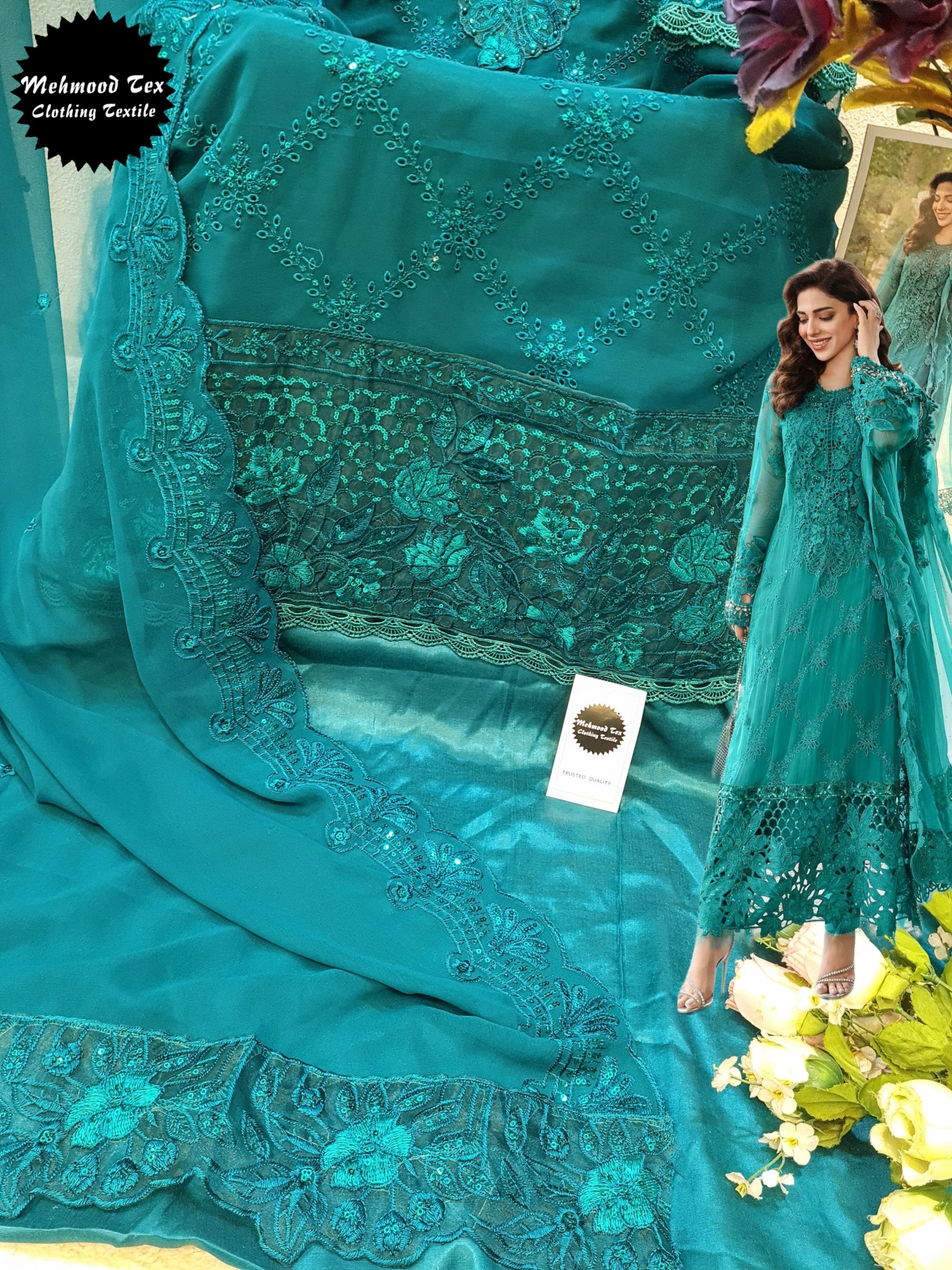 MEHMOOD TEX  M 51 PAKISTANI FOX GEORGTTE SALWAR SUIT