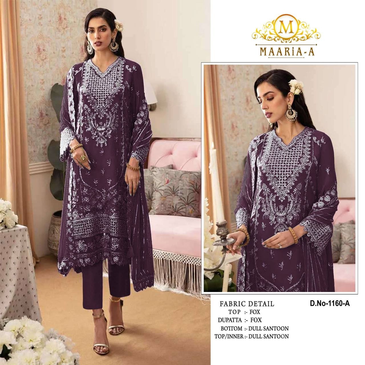 MAARiA-A 1160 PAKISTANI FOX GEORGTTE WITH EMBROIDERY WORK SALWAR SUIT