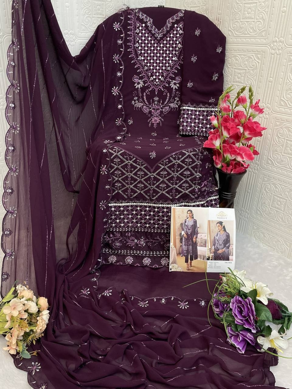 MAARiA-A 1160 PAKISTANI FOX GEORGTTE WITH EMBROIDERY WORK SALWAR SUIT