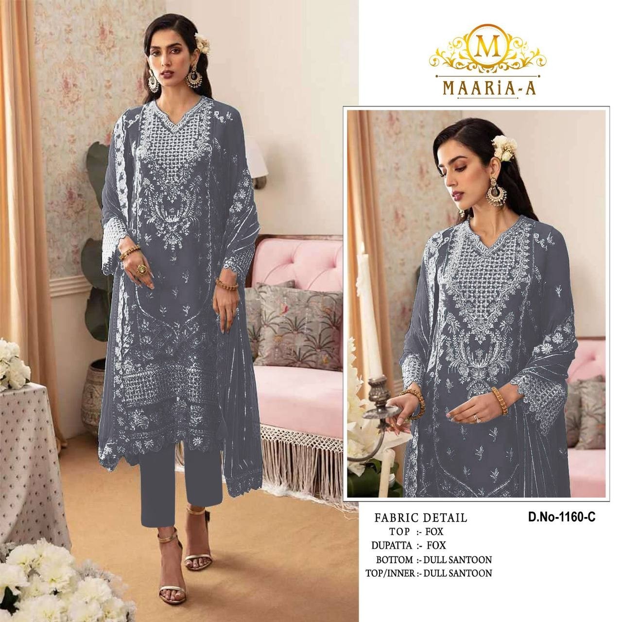 MAARiA-A 1160 PAKISTANI FOX GEORGTTE WITH EMBROIDERY WORK SALWAR SUIT