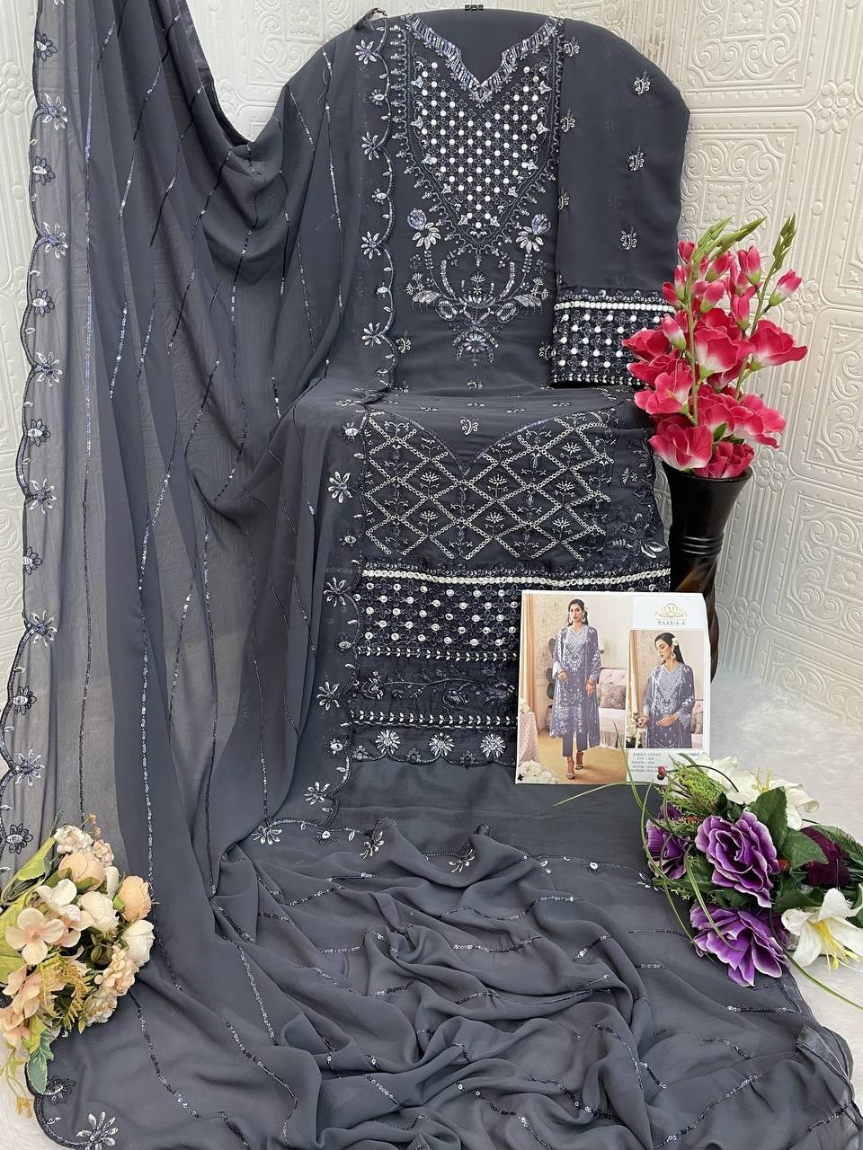 MAARiA-A 1160 PAKISTANI FOX GEORGTTE WITH EMBROIDERY WORK SALWAR SUIT
