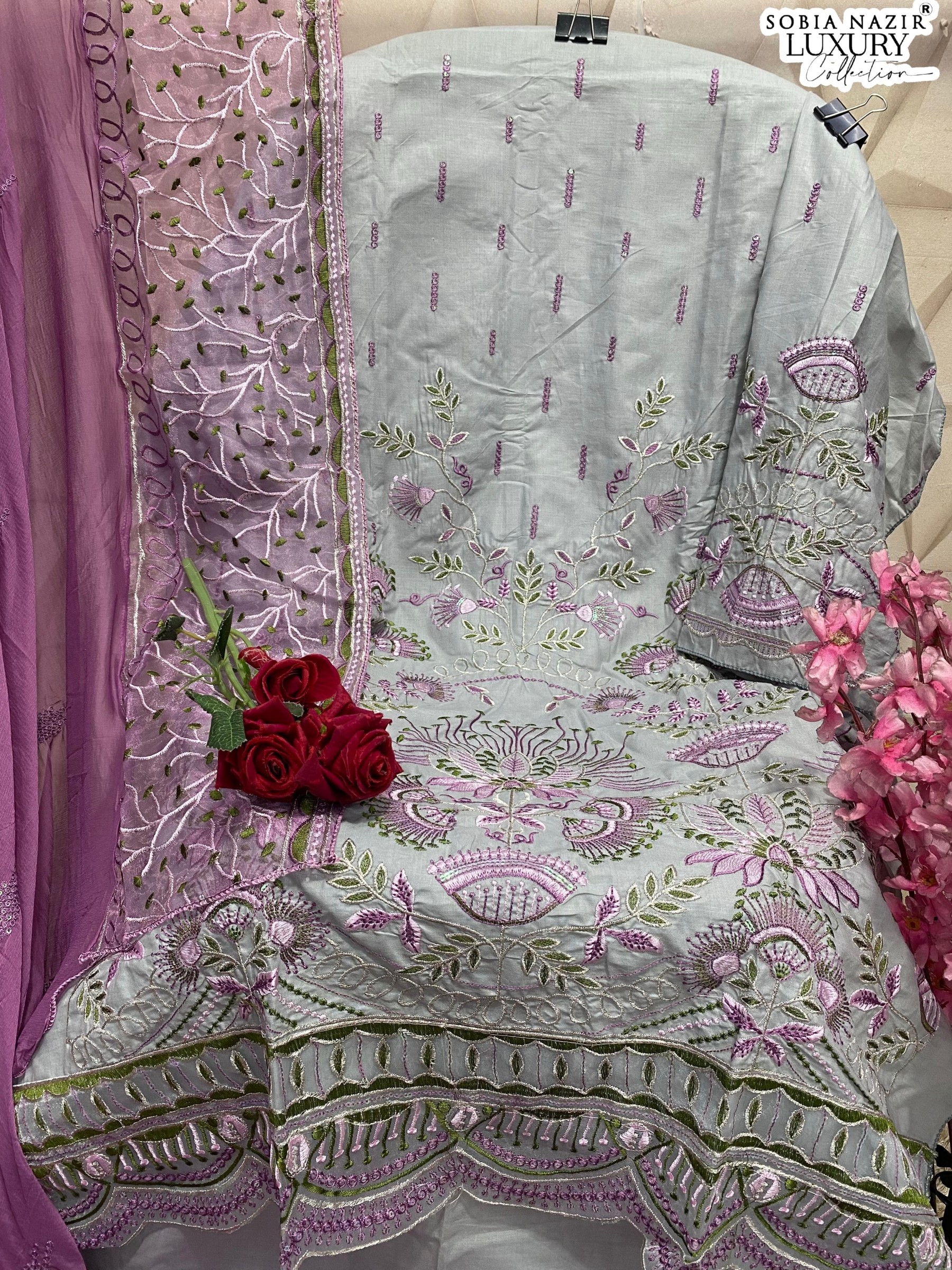 SOBIA NAZIR SN 1037 PAKISTANI LAWN COTTON WITH HEAVY EMBROIDERY SALWAR SUIT