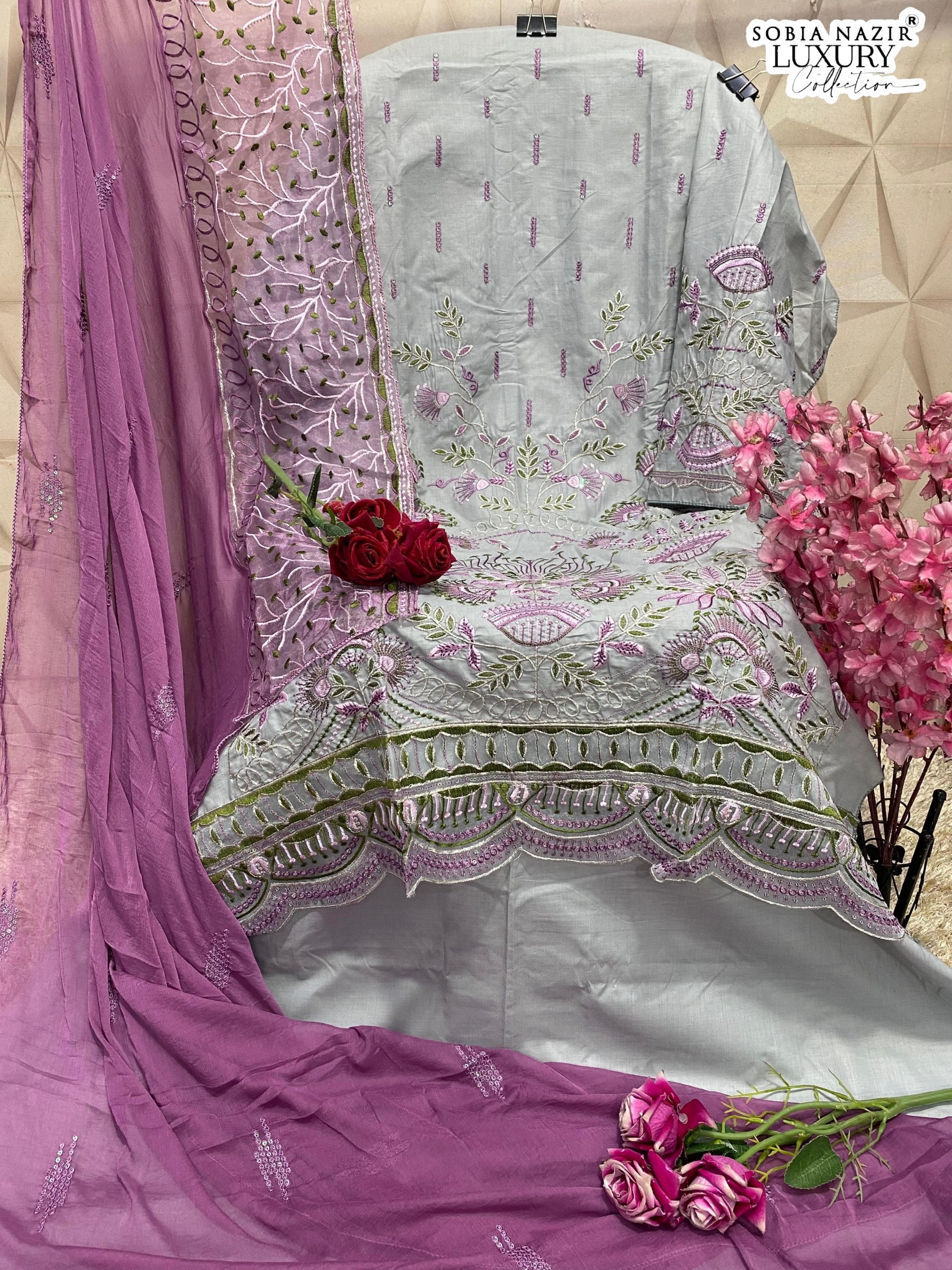 SOBIA NAZIR SN 1037 PAKISTANI LAWN COTTON WITH HEAVY EMBROIDERY SALWAR SUIT