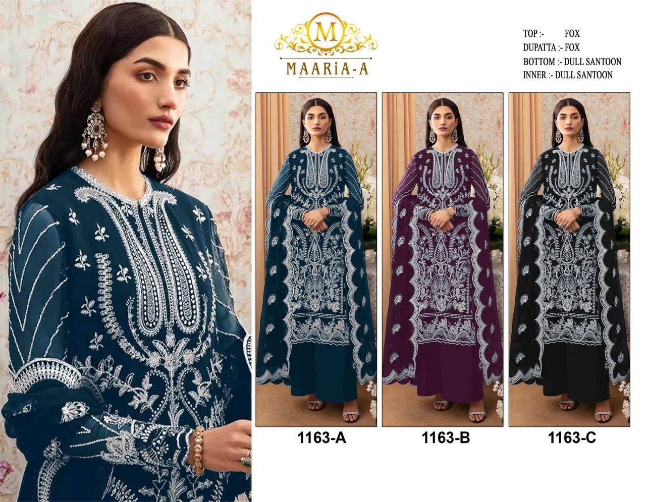 MARIA-A 1163 PAKISTANI STYLE SALWAR SUIT WITH EMBROIDERY WORK