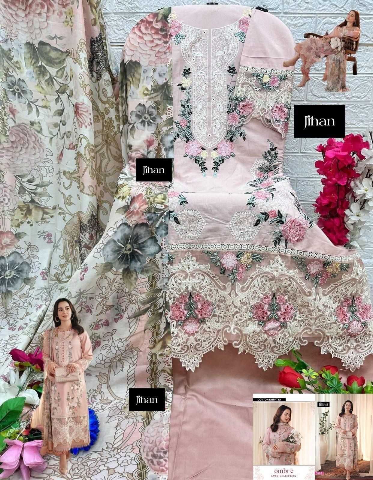 JIHAN 3563 PAKISTANI COTTON EMBROIDERY SALWAR SUIT