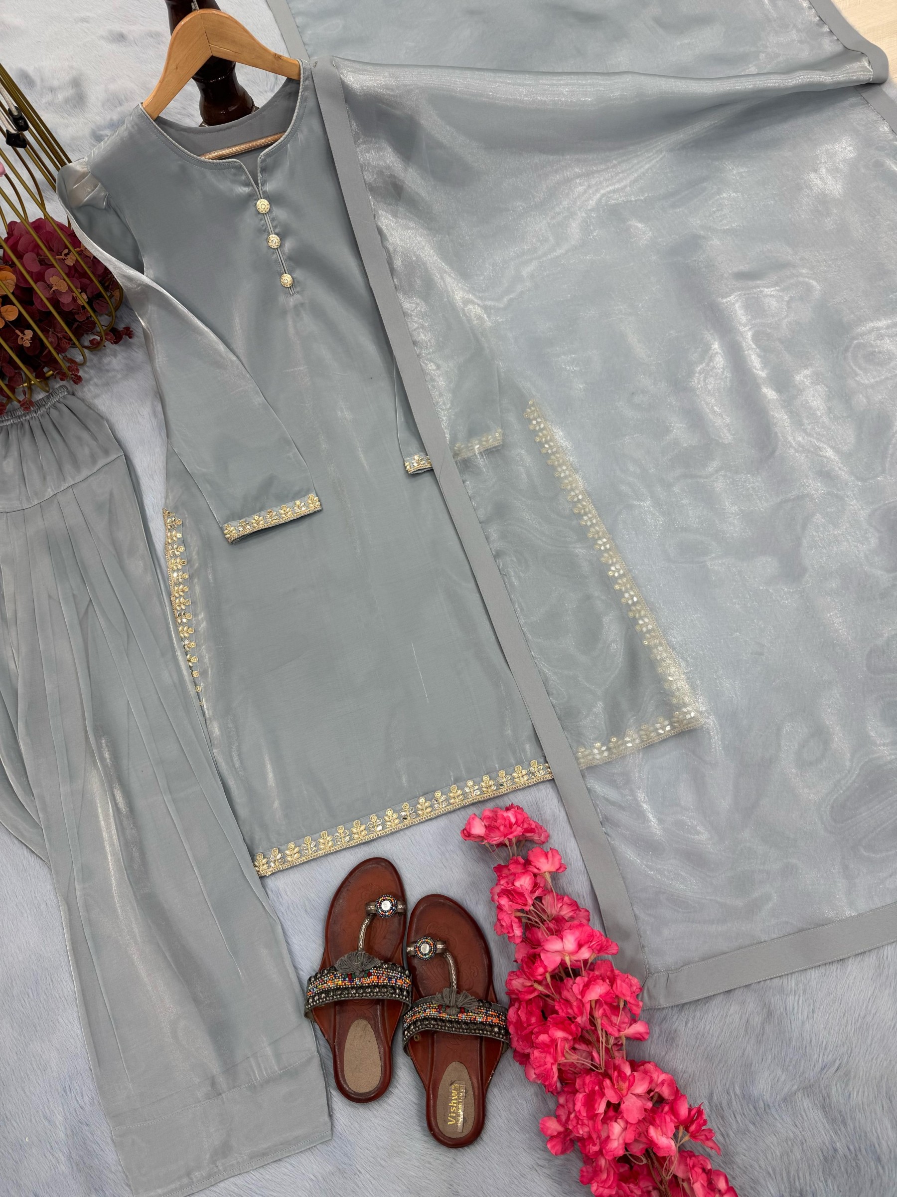 PD -1093 SKY BLUE COLOUR PAKISTANI FARSHI PALZZO SALWAR SUIT