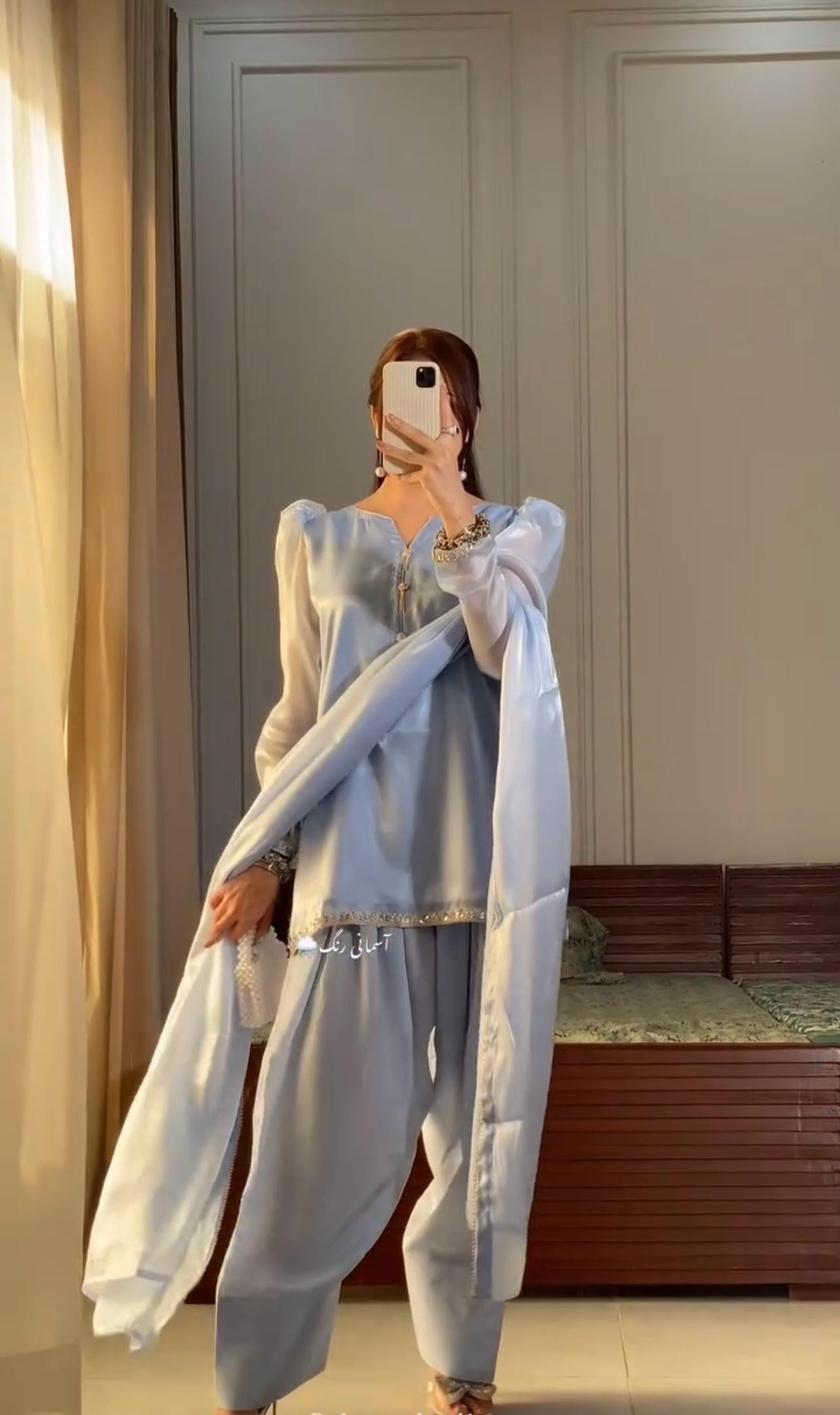 PD -1093 SKY BLUE COLOUR PAKISTANI FARSHI PALZZO SALWAR SUIT