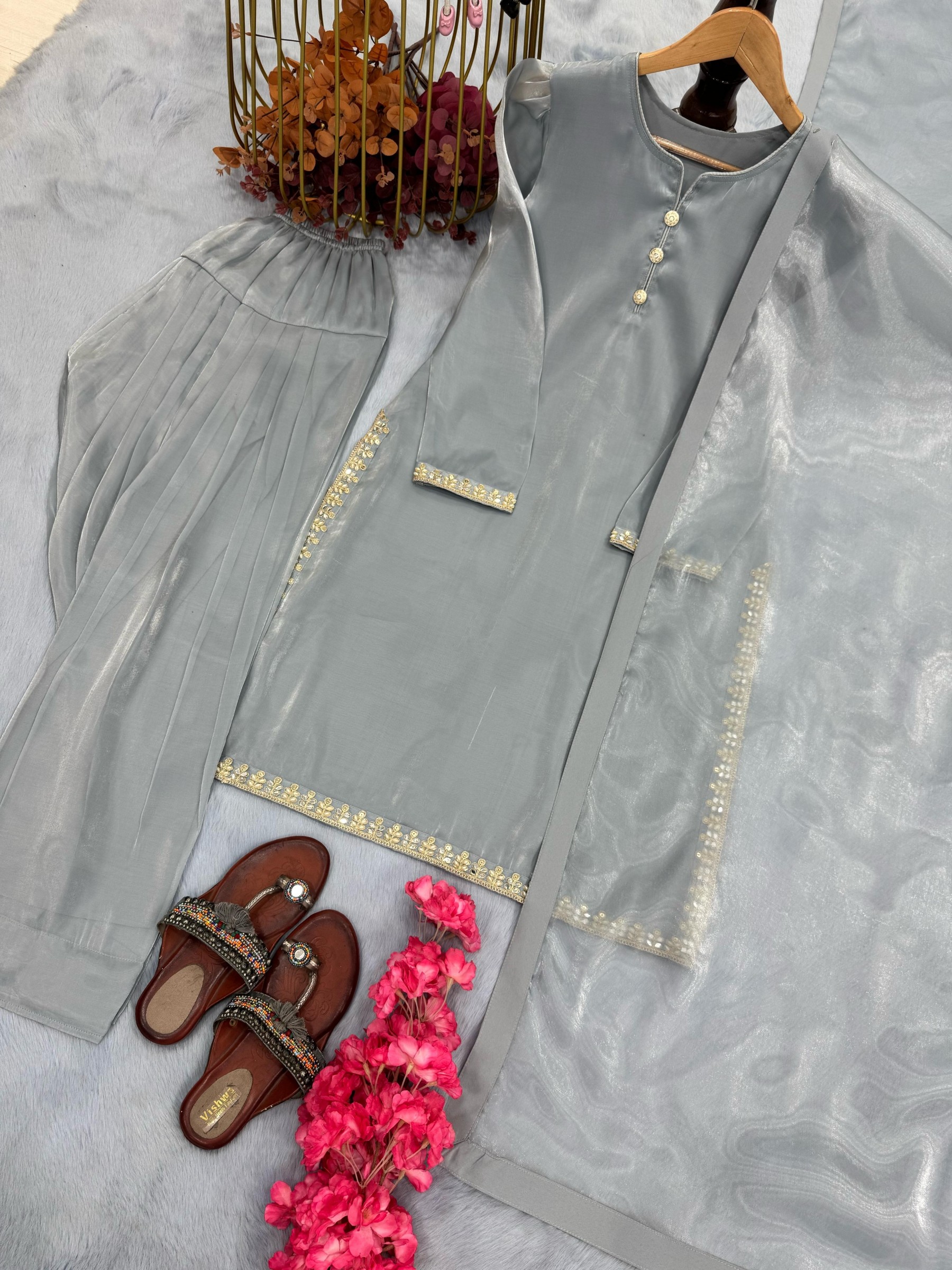 PD -1093 SKY BLUE COLOUR PAKISTANI FARSHI PALZZO SALWAR SUIT