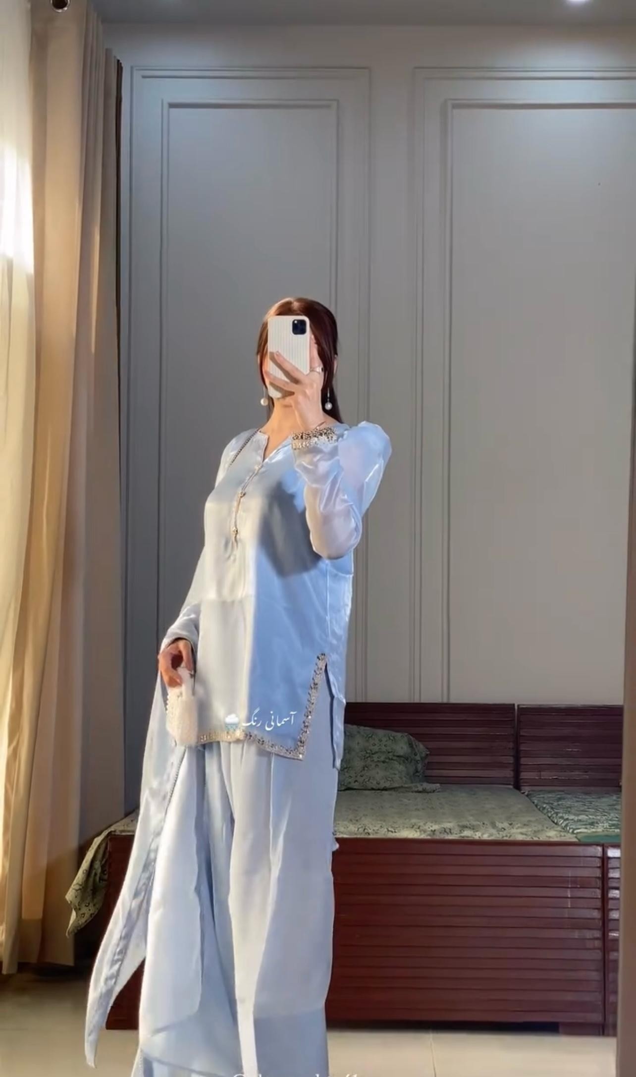 PD -1093 SKY BLUE COLOUR PAKISTANI FARSHI PALZZO SALWAR SUIT