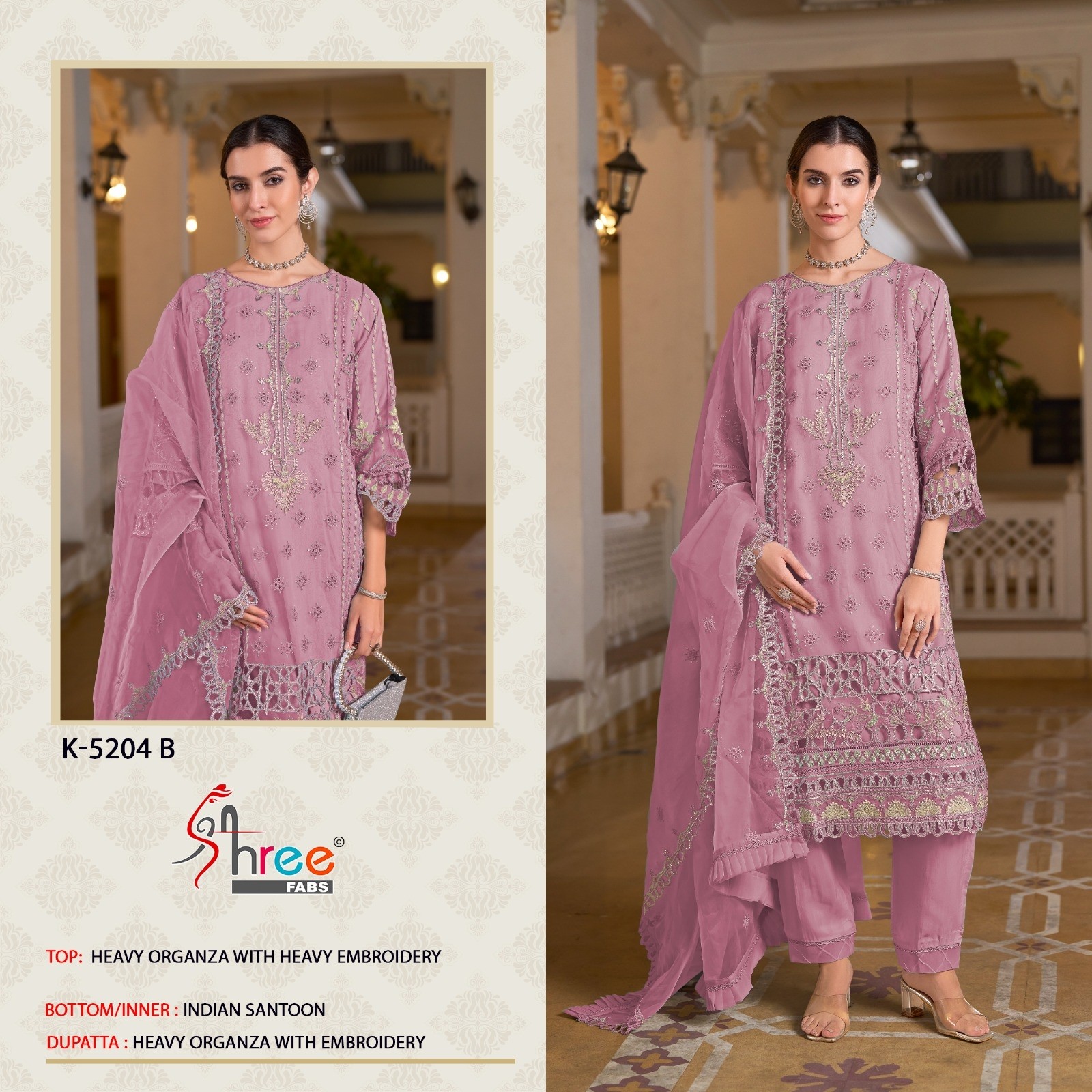 SHREE FABS K 5204 PAKISTANI HEAVY EMBROIDERY WORK SUIT
