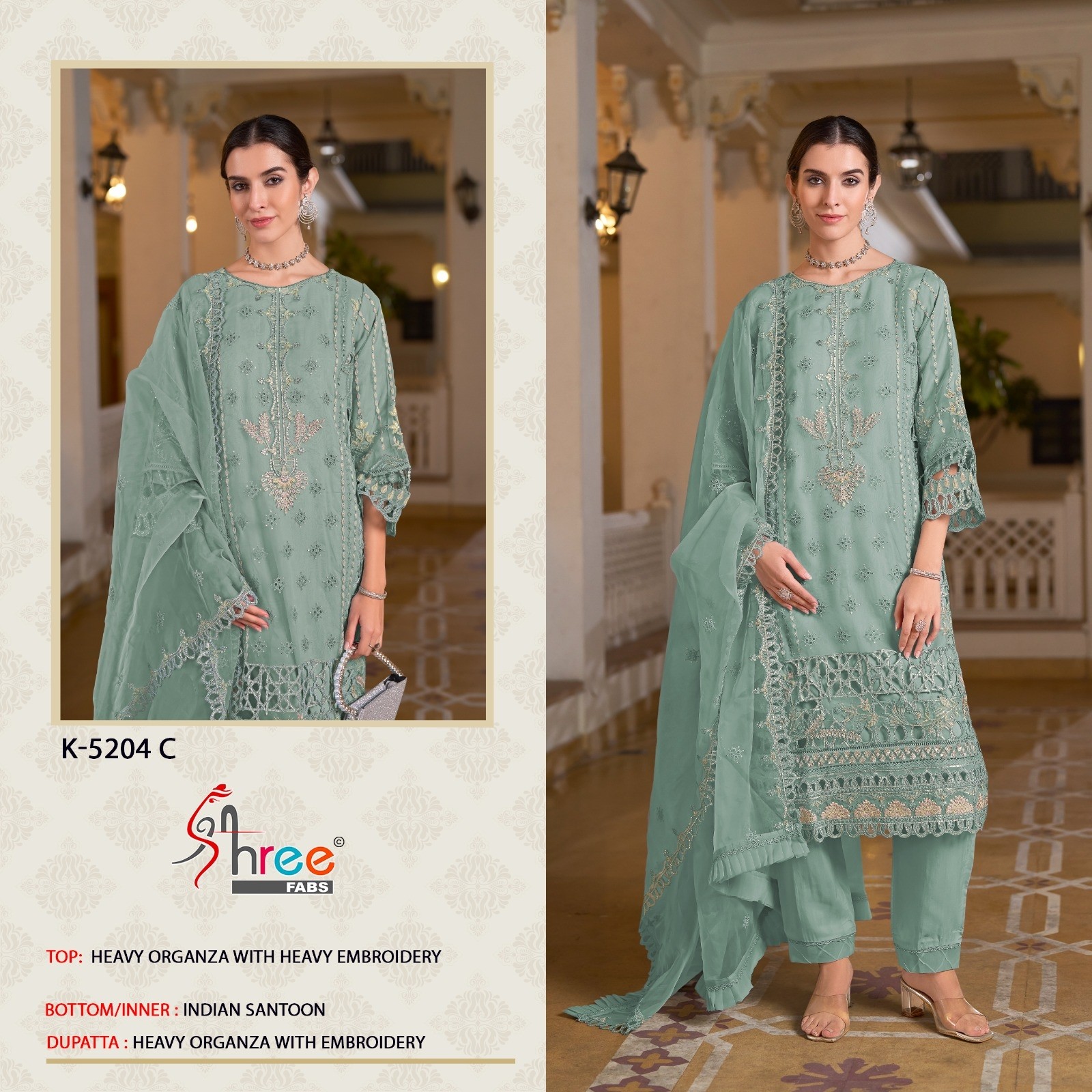 SHREE FABS K 5204 PAKISTANI HEAVY EMBROIDERY WORK SUIT