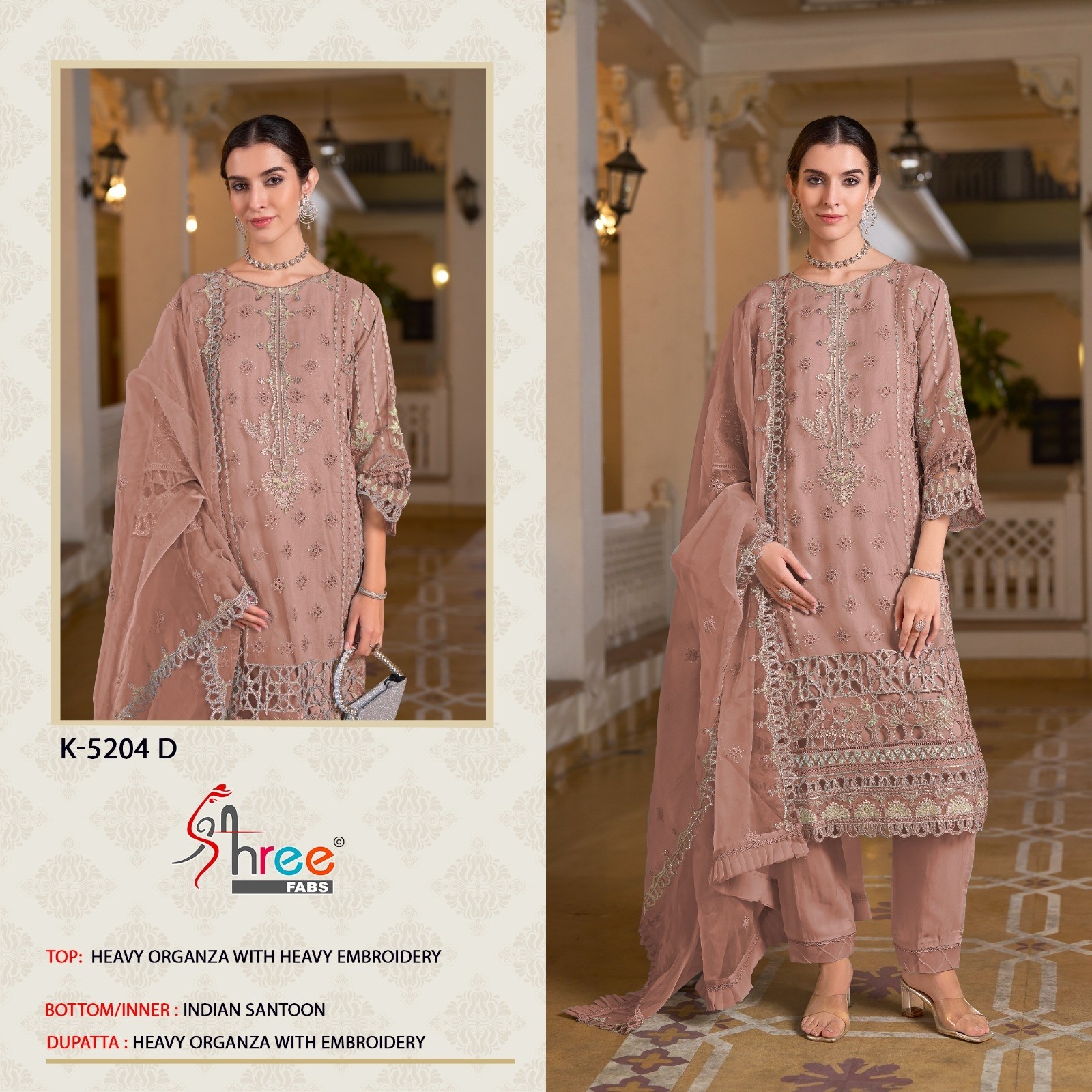 SHREE FABS K 5204 PAKISTANI HEAVY EMBROIDERY WORK SUIT