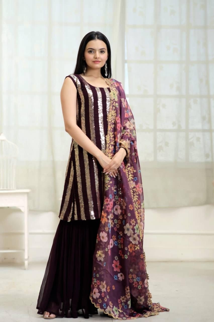  LW 9138  PREMIUM DESIGNER READYMADE TOP-SHARARA-DUPATTA COLLECTIONS 
