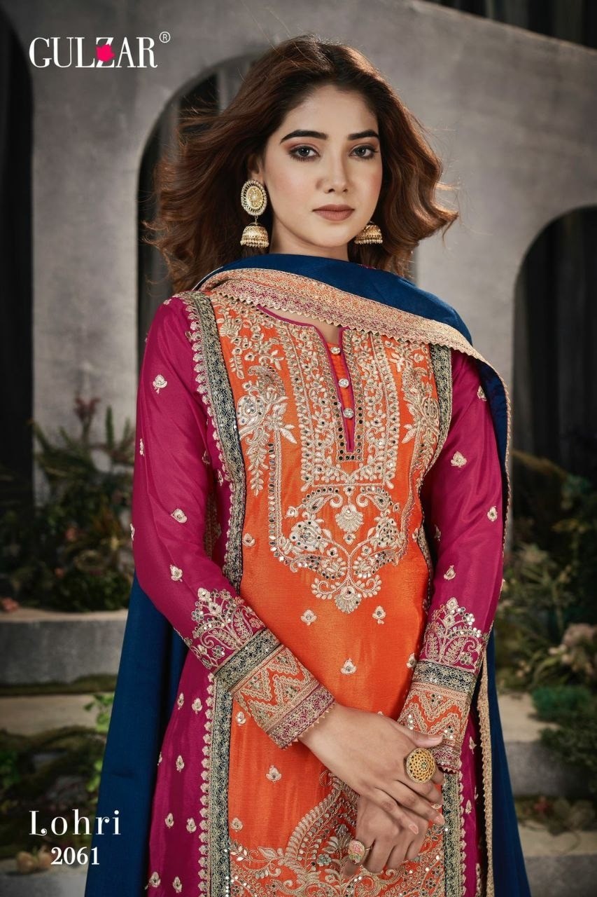 GULZAR LOHARI 2061 to 2063 NEW MOST BEAUTIFUL PARTY WEAR  TOP AND PALZZO SALWAR SUIT WITH DUPATTA SET