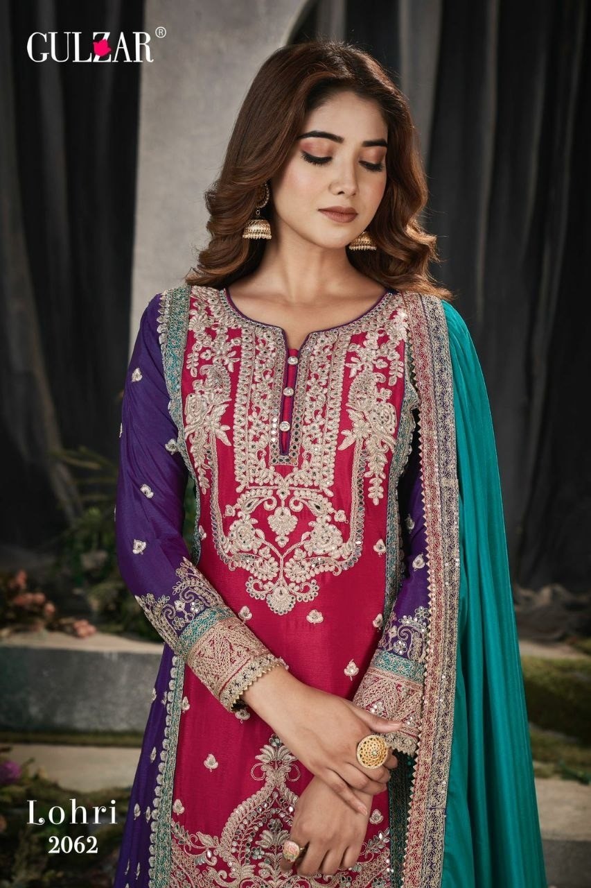 GULZAR LOHARI 2061 to 2063 NEW MOST BEAUTIFUL PARTY WEAR  TOP AND PALZZO SALWAR SUIT WITH DUPATTA SET