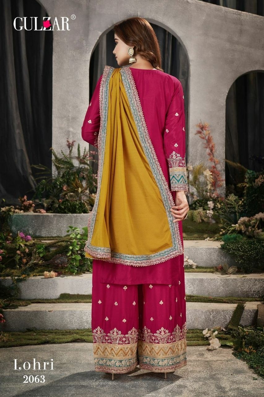 GULZAR LOHARI 2061 to 2063 NEW MOST BEAUTIFUL PARTY WEAR  TOP AND PALZZO SALWAR SUIT WITH DUPATTA SET