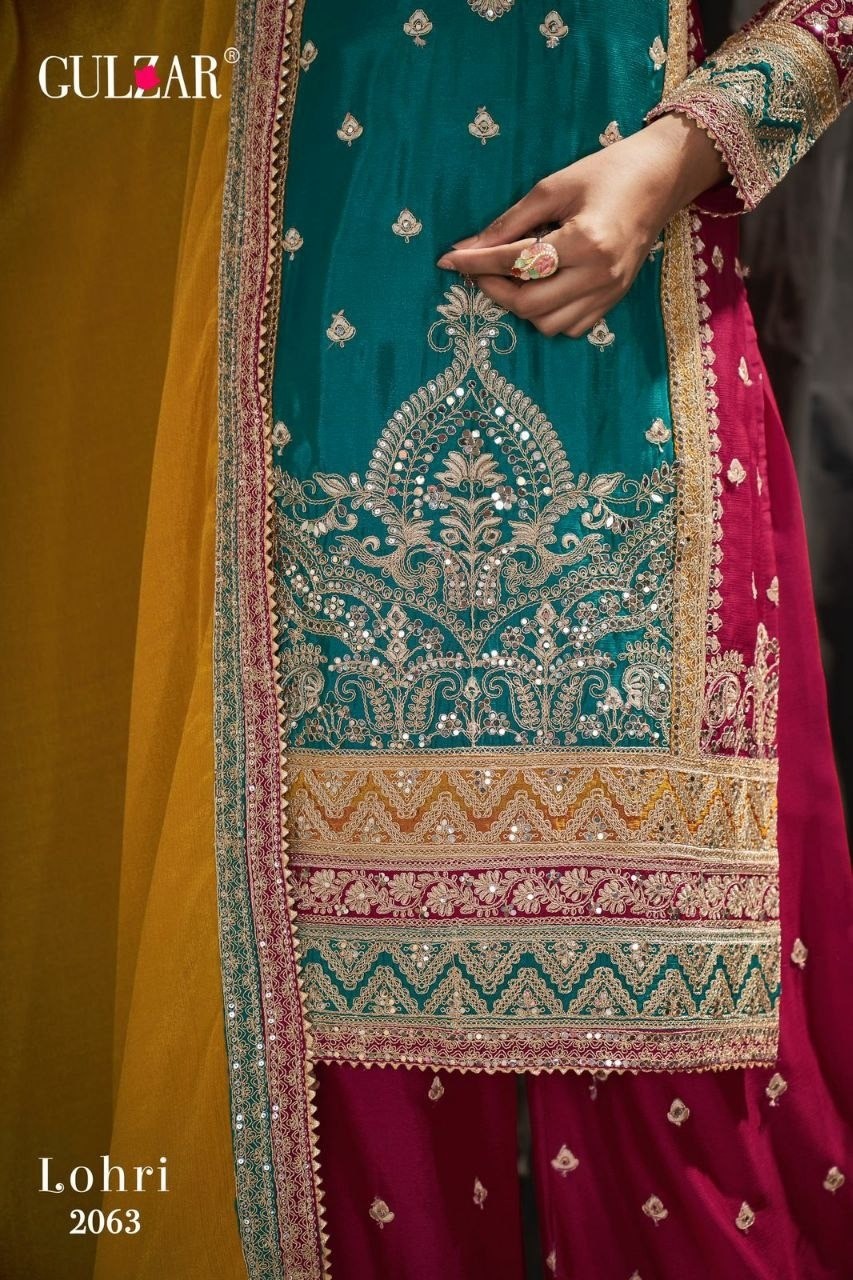 GULZAR LOHARI 2061 to 2063 NEW MOST BEAUTIFUL PARTY WEAR  TOP AND PALZZO SALWAR SUIT WITH DUPATTA SET