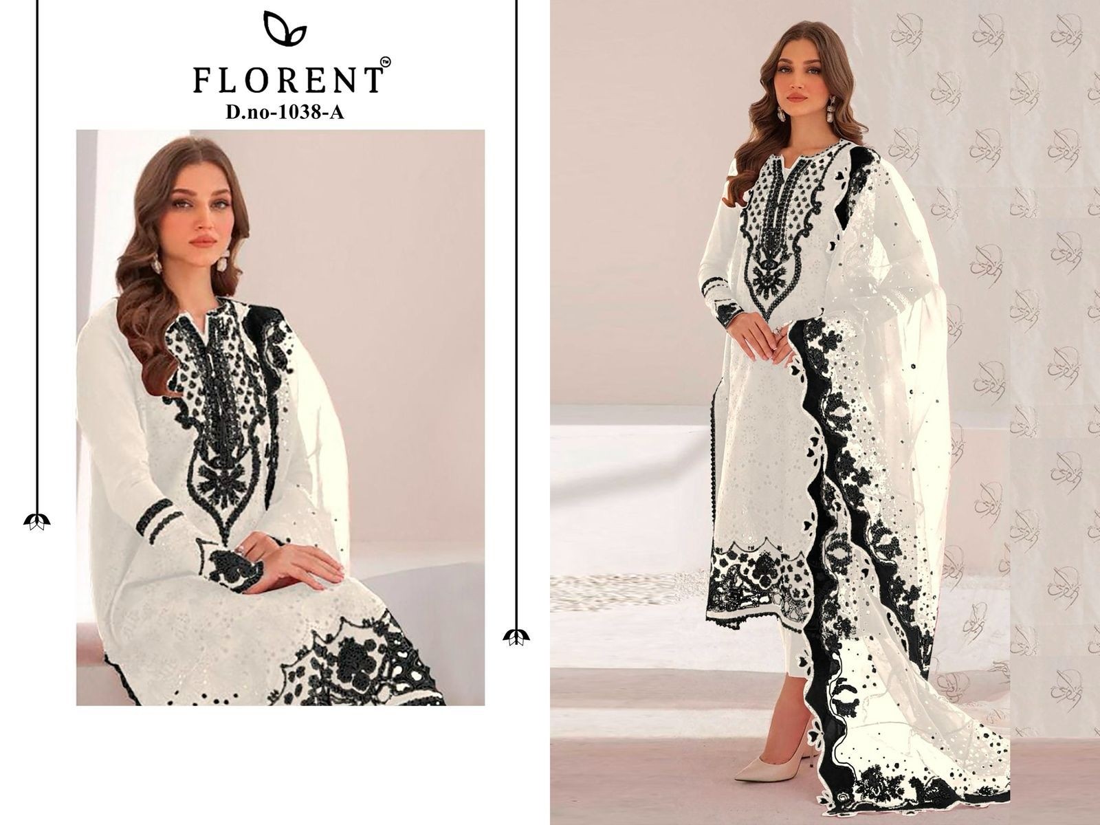 FLORENT 1038 COLOUR PAKISTANI CAMBRIC COTTON EMBROIDERY WORK 