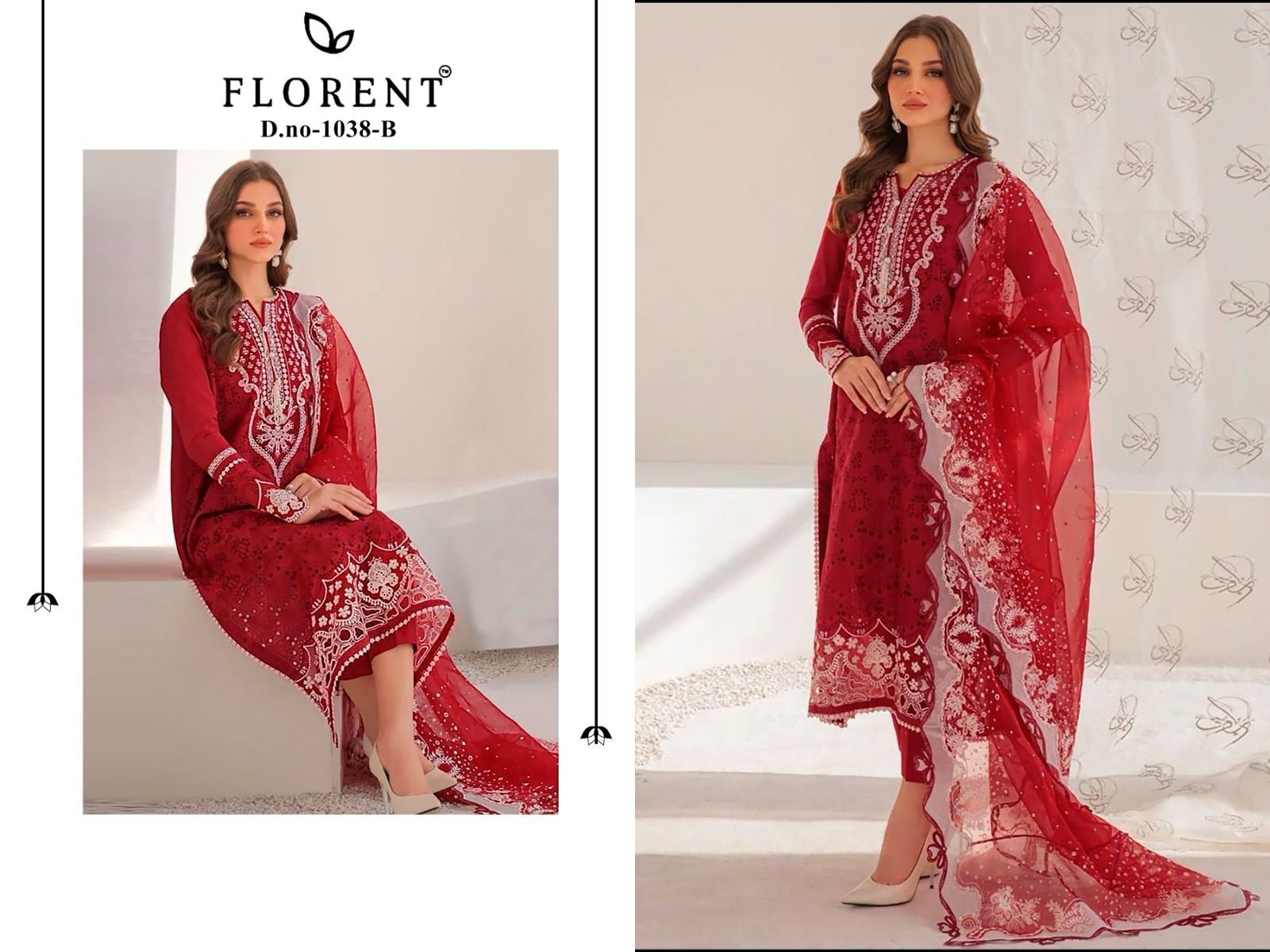 FLORENT 1038 COLOUR PAKISTANI CAMBRIC COTTON EMBROIDERY WORK 