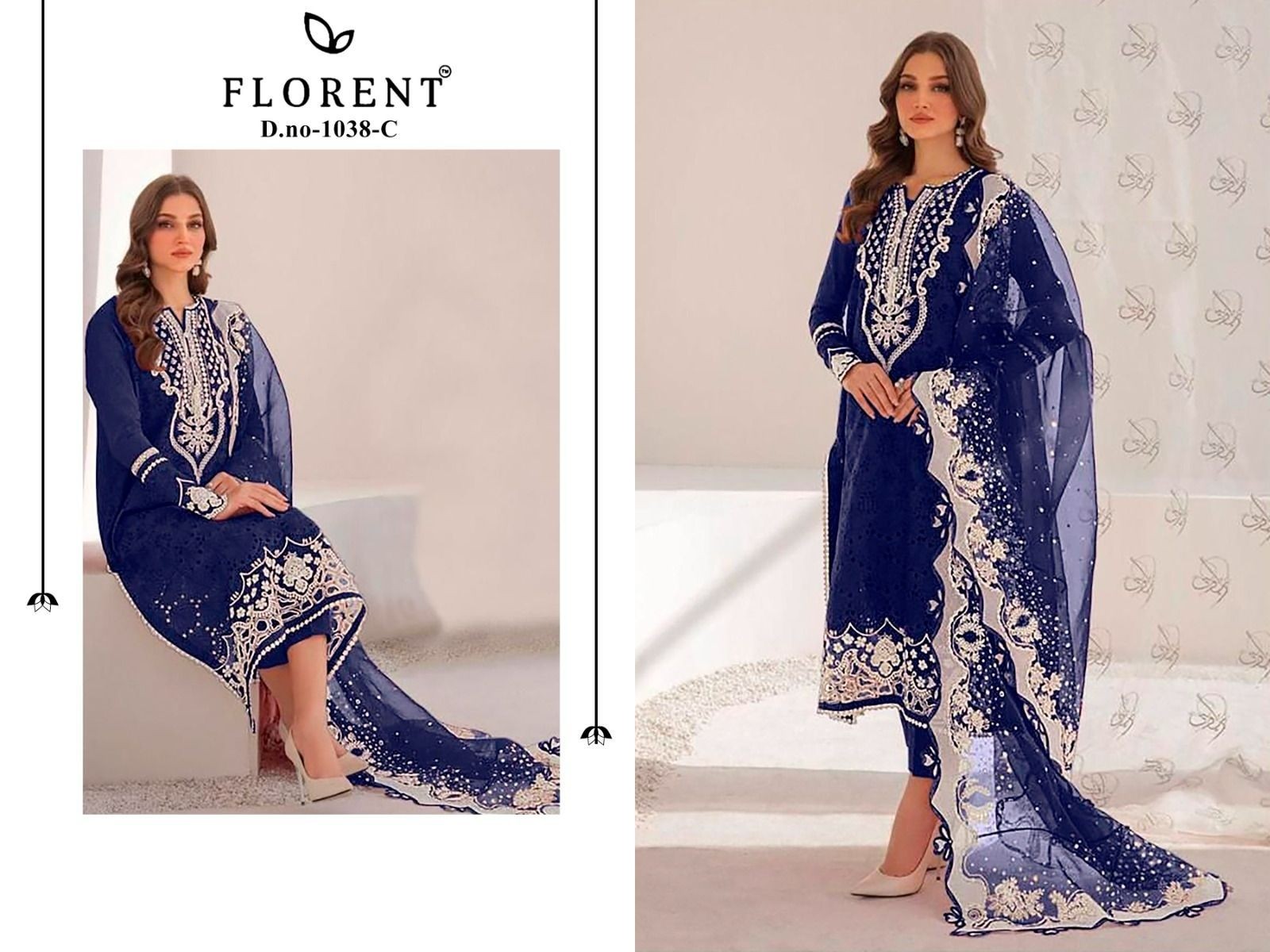 FLORENT 1038 COLOUR PAKISTANI CAMBRIC COTTON EMBROIDERY WORK 