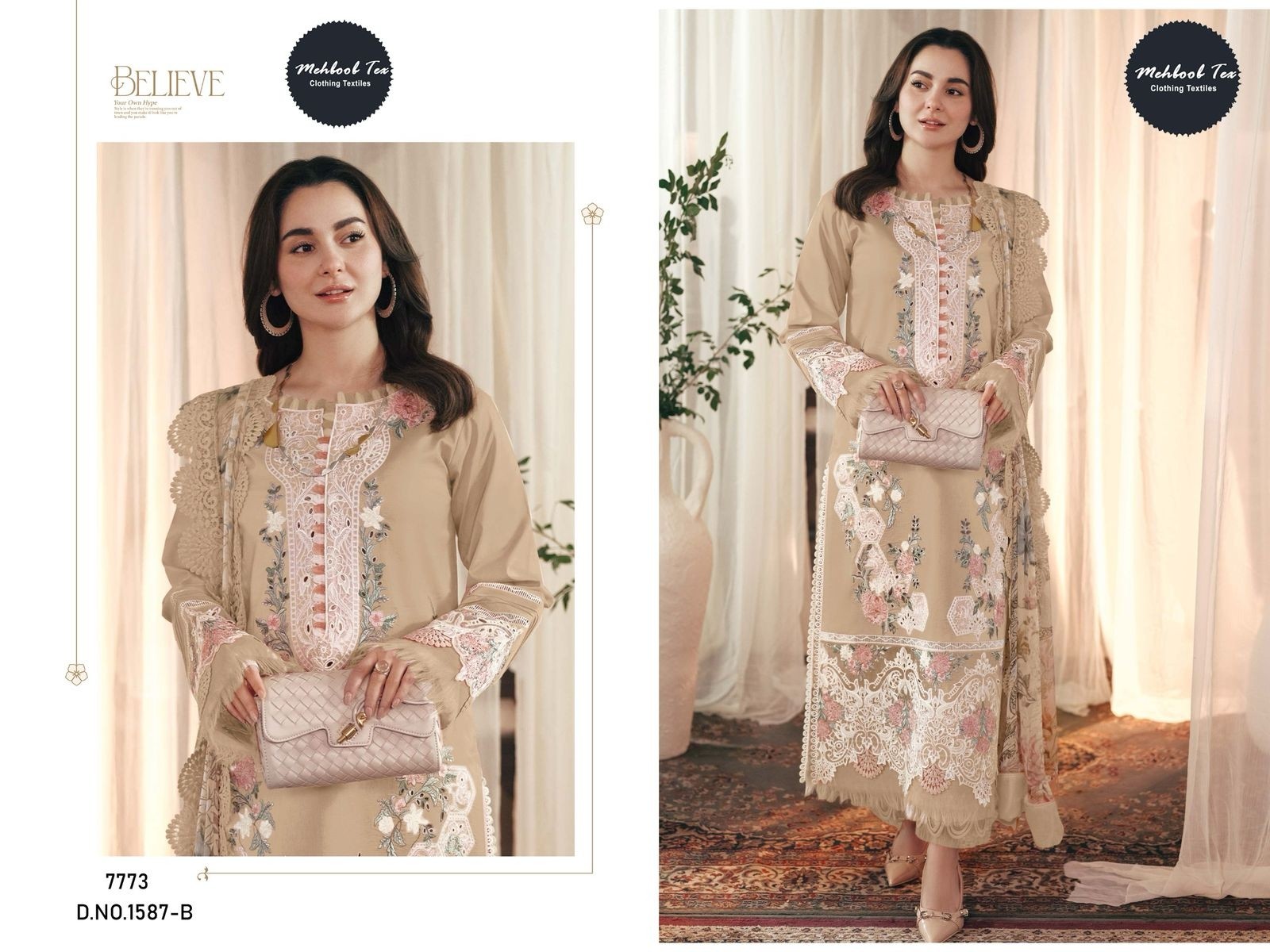 MEHMOOD TEX 1587 PRESENTING PAKISTANI LAWN COTTON WITH EMBROIDERY WORK SET