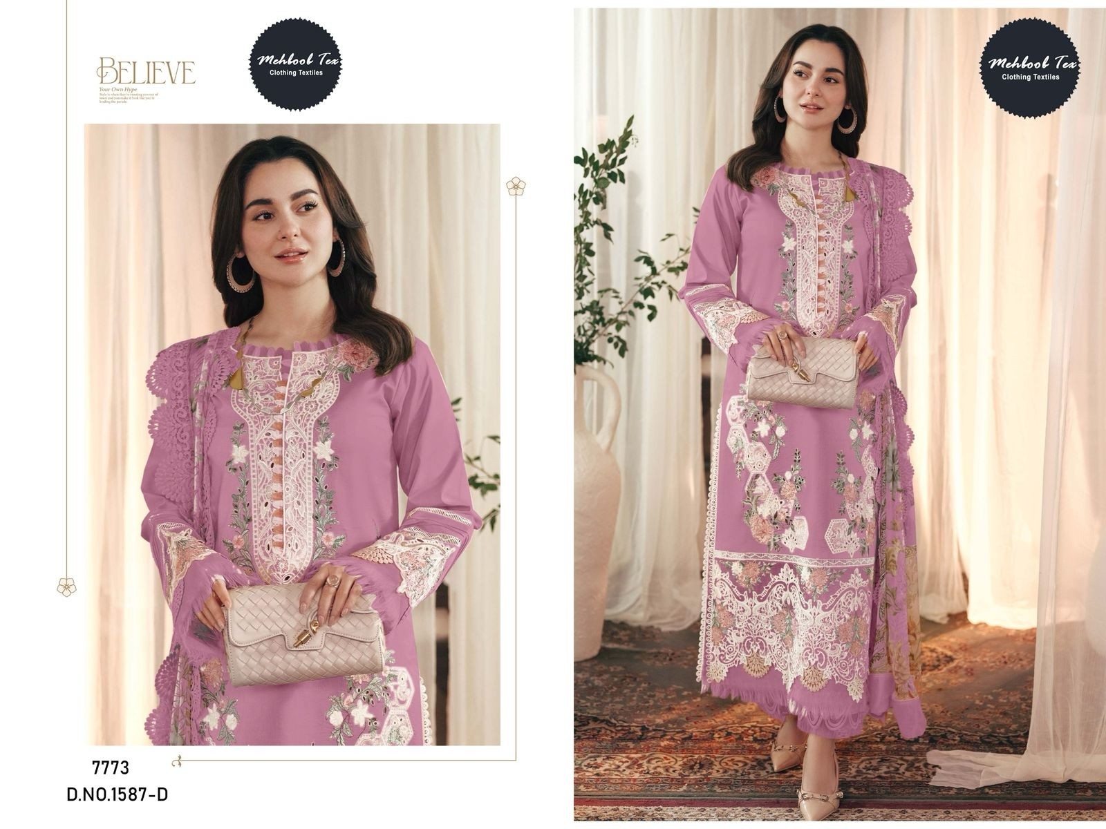 MEHMOOD TEX 1587 PRESENTING PAKISTANI LAWN COTTON WITH EMBROIDERY WORK SET