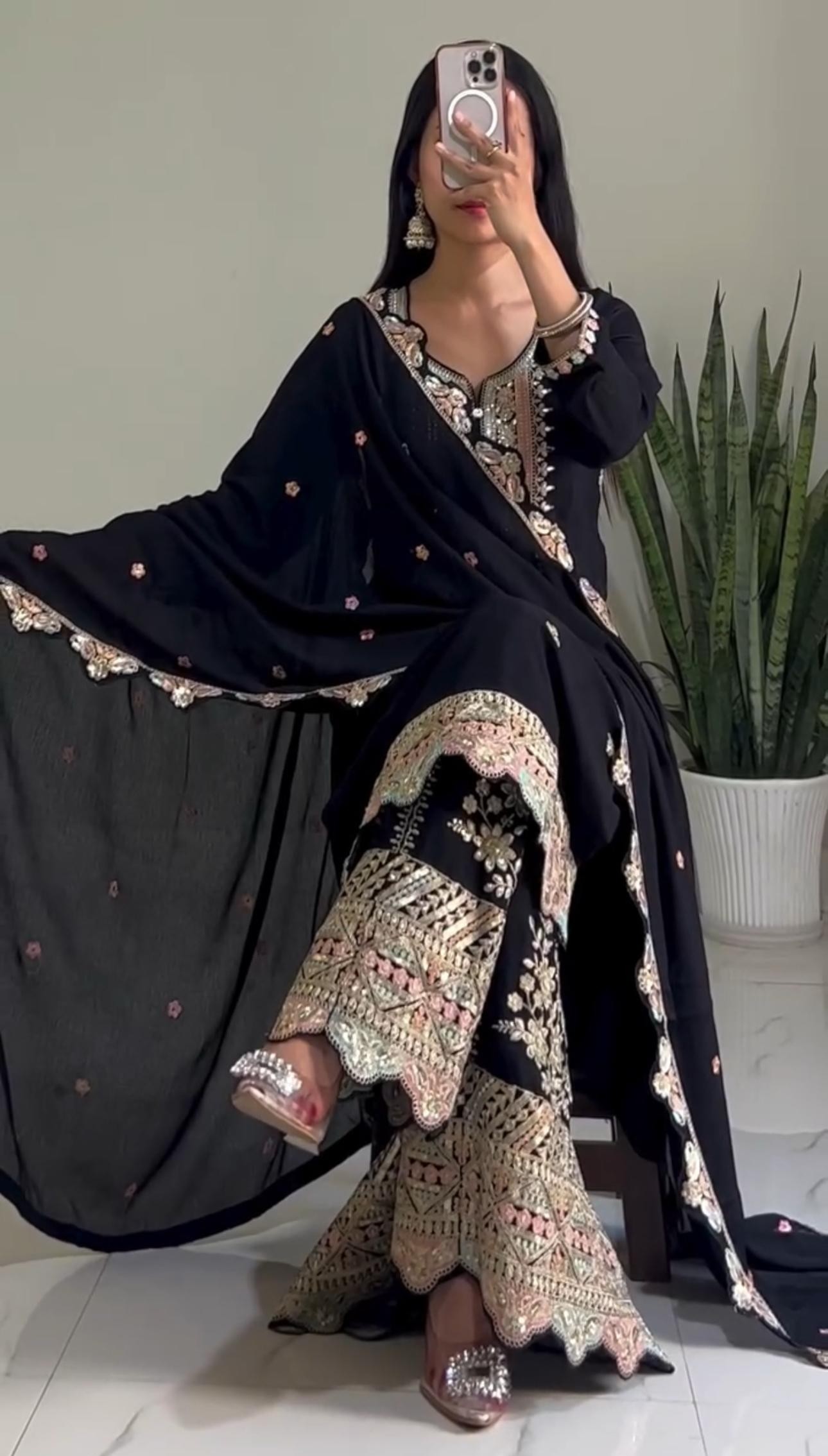 PF 031 NEW DESIGNER TOP AND PALZZO WITH DUPATTA SET