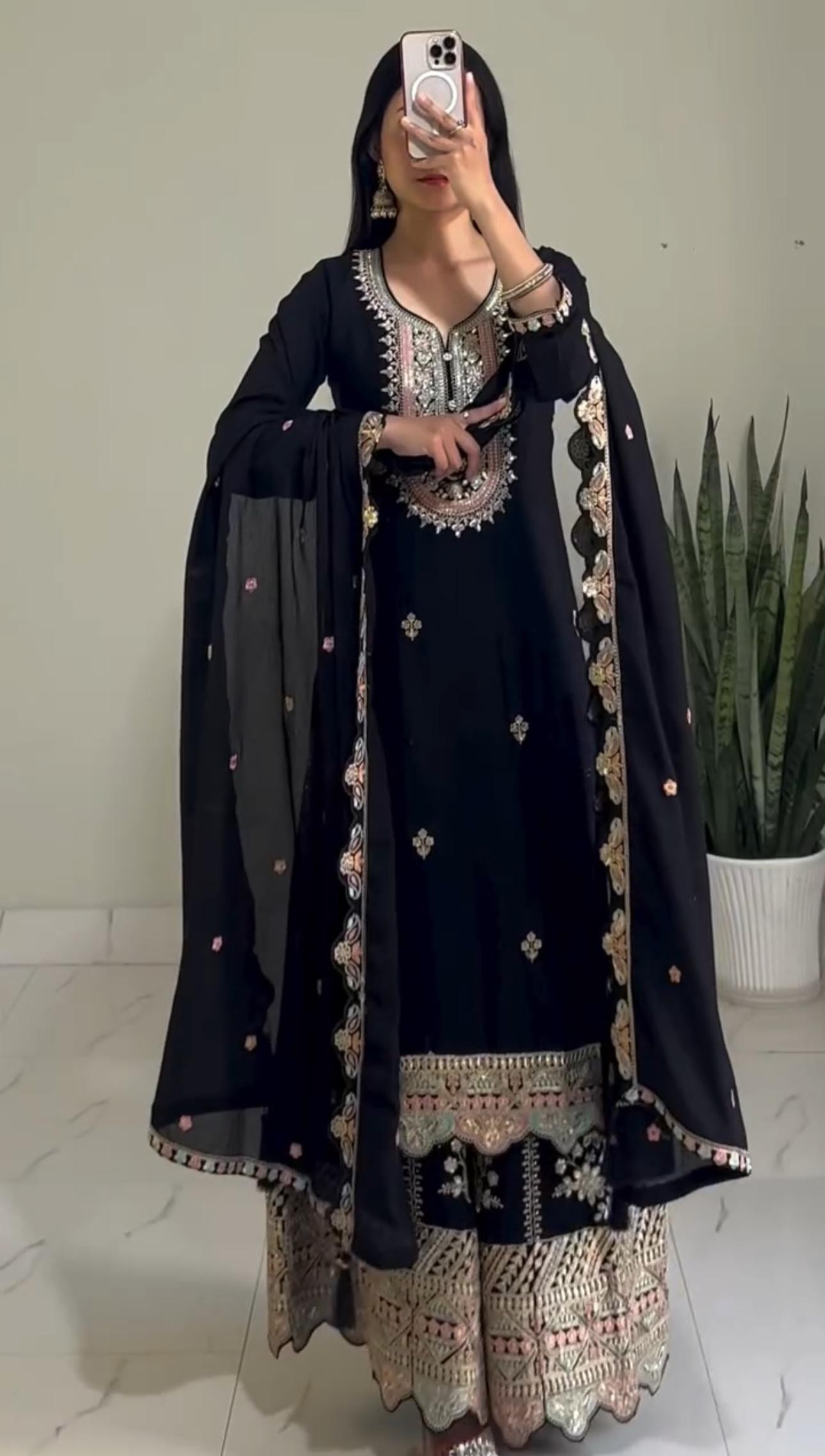 PF 031 NEW DESIGNER TOP AND PALZZO WITH DUPATTA SET