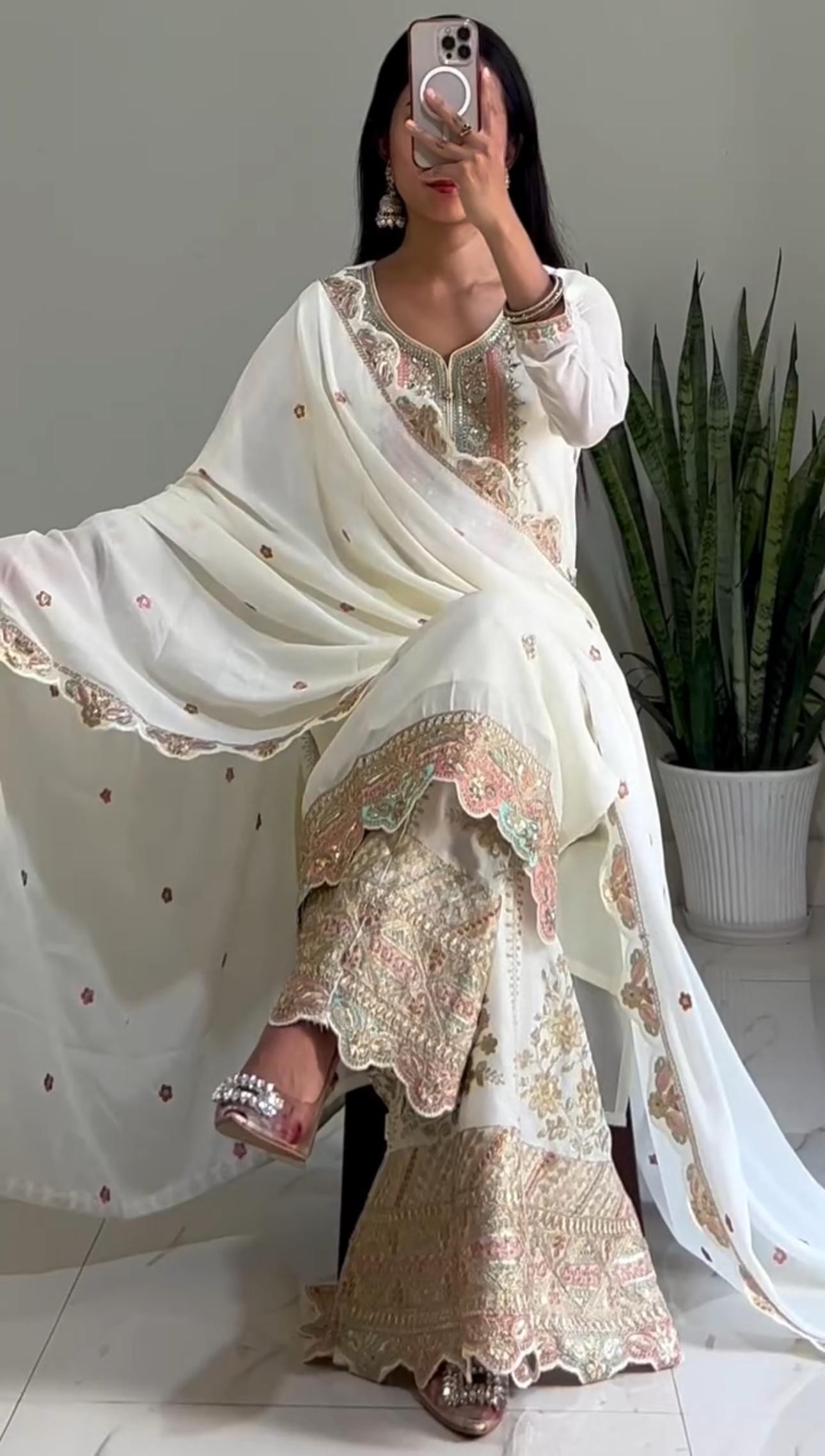 PF 031 NEW DESIGNER TOP AND PALZZO WITH DUPATTA SET