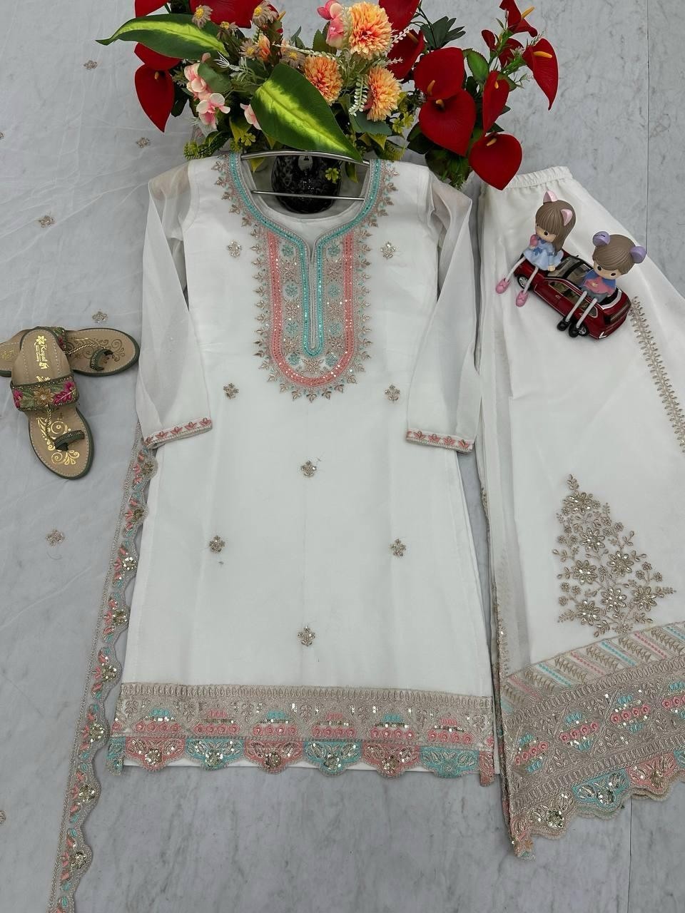 PF 031 NEW DESIGNER TOP AND PALZZO WITH DUPATTA SET