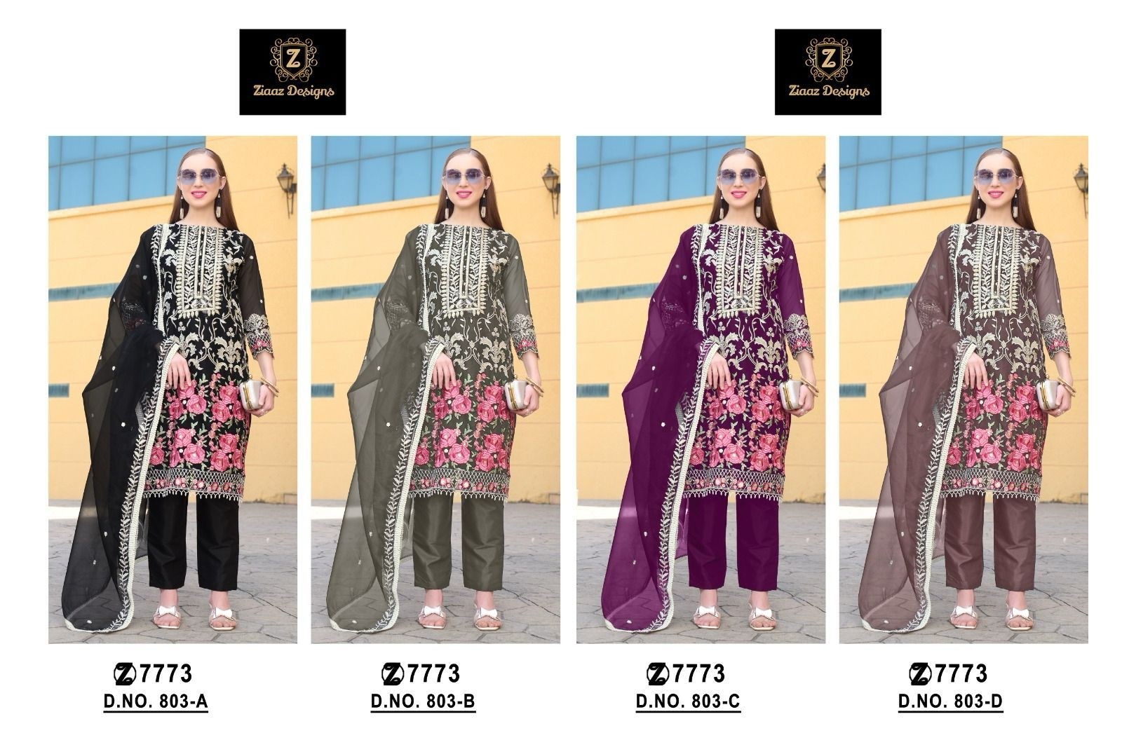 ZIAAZ DESIGN 803 PAKISTANI SPARKAL EMBROIDERY SALWAR SUIT