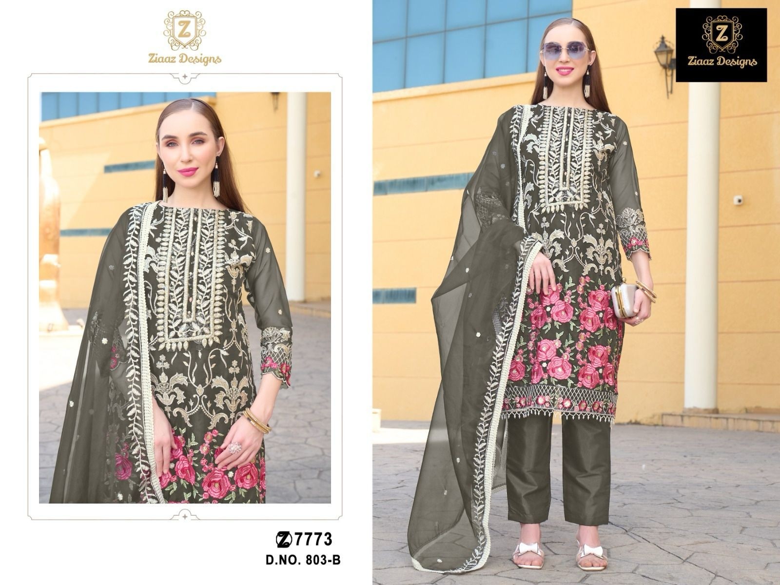 ZIAAZ DESIGN 803 PAKISTANI SPARKAL EMBROIDERY SALWAR SUIT