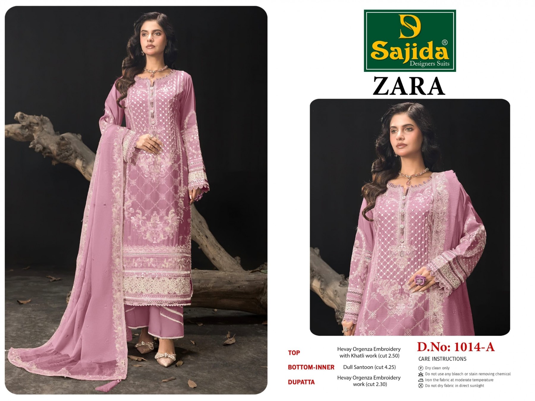 SAJIDA DESIGNER SUIT 1014 A TO D PAKISTANIORANGZA WITH HEAVY EMBROIDERY WITH KHATLI WORK 