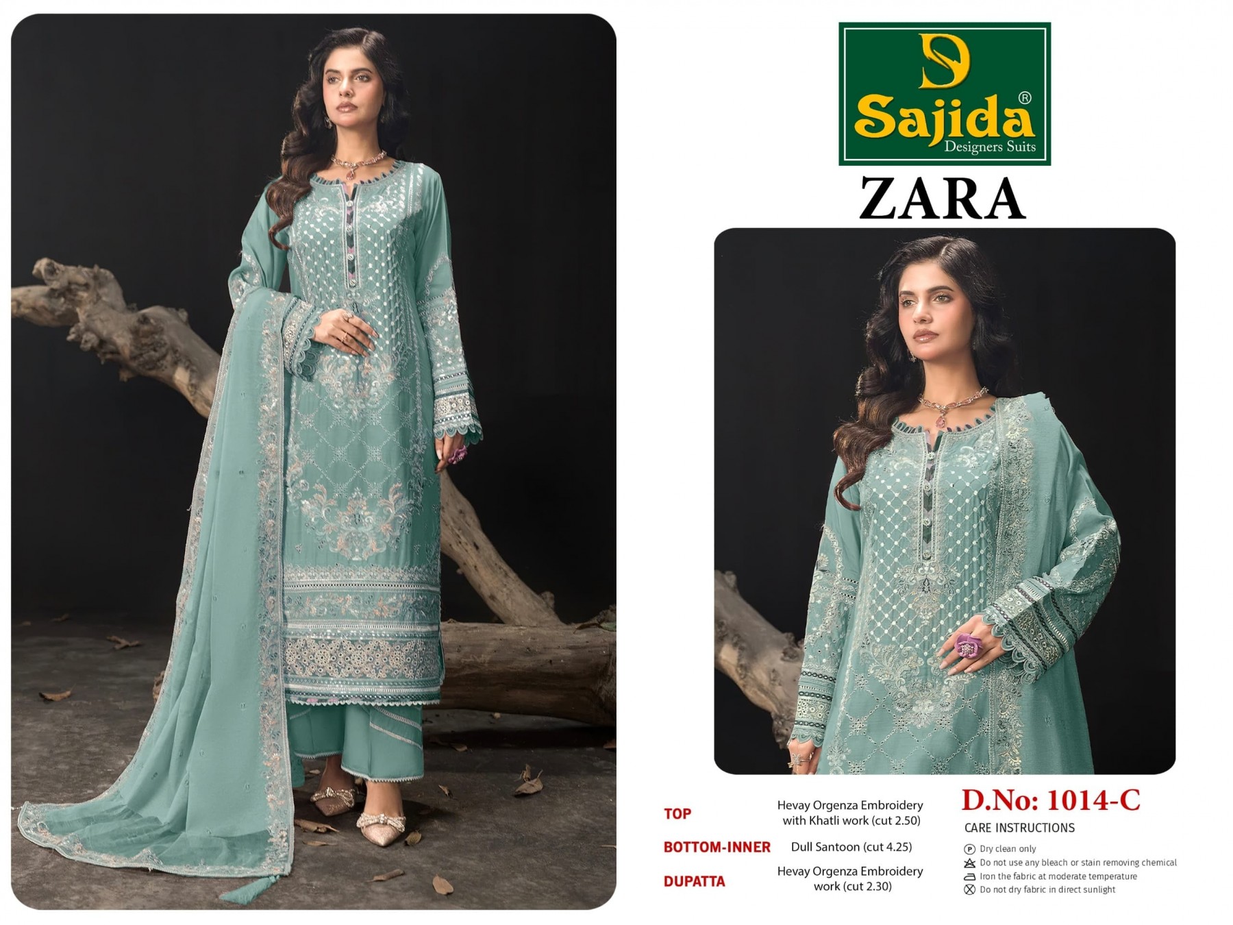 SAJIDA DESIGNER SUIT 1014 A TO D PAKISTANIORANGZA WITH HEAVY EMBROIDERY WITH KHATLI WORK 