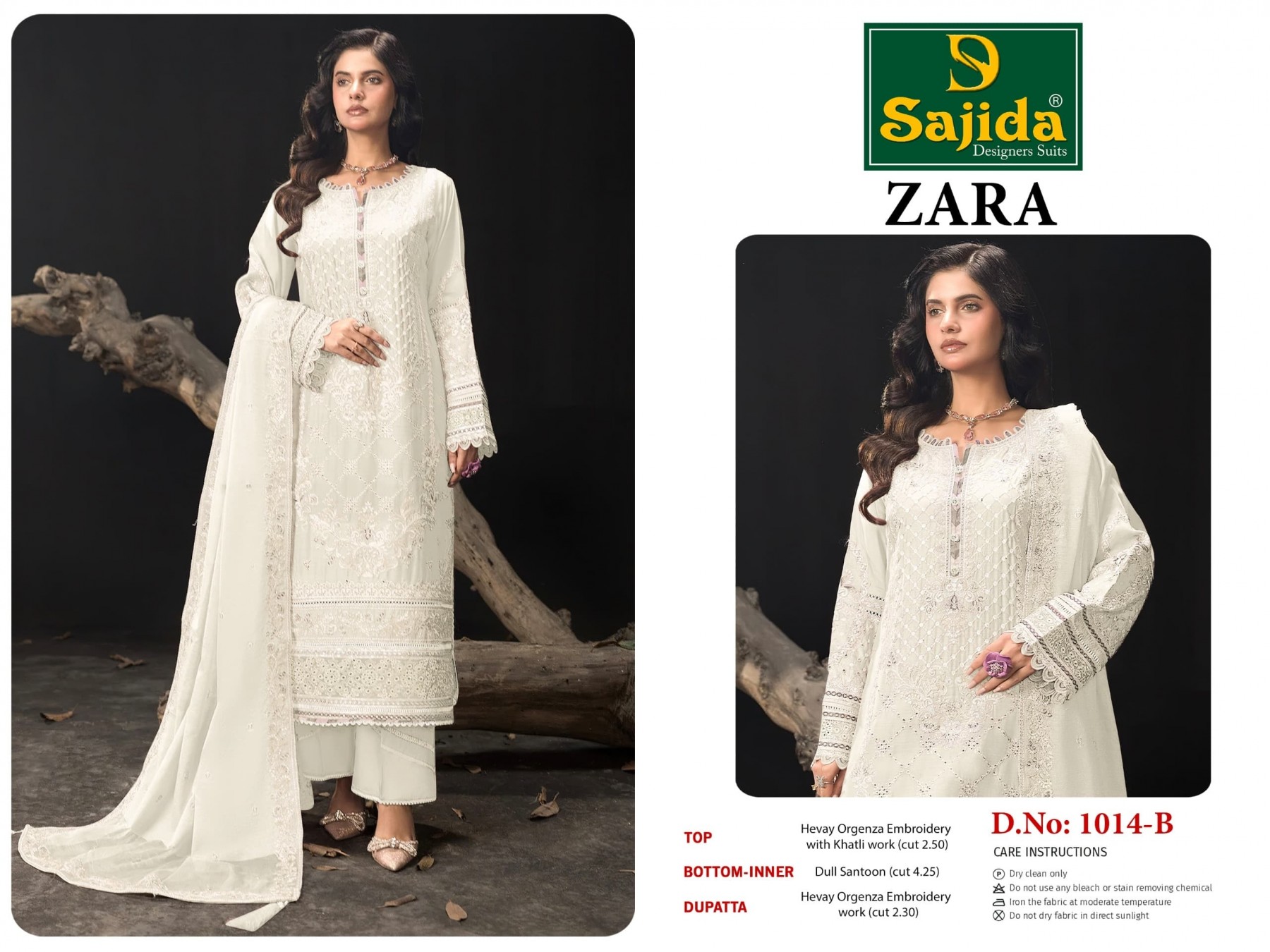 SAJIDA DESIGNER SUIT 1014 A TO D PAKISTANIORANGZA WITH HEAVY EMBROIDERY WITH KHATLI WORK 